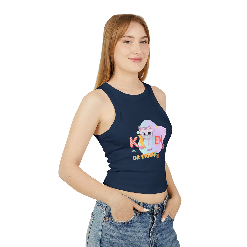 Kitten or Tiger Tank Top | Cute Pastel Cat Graphic with Retro Letters