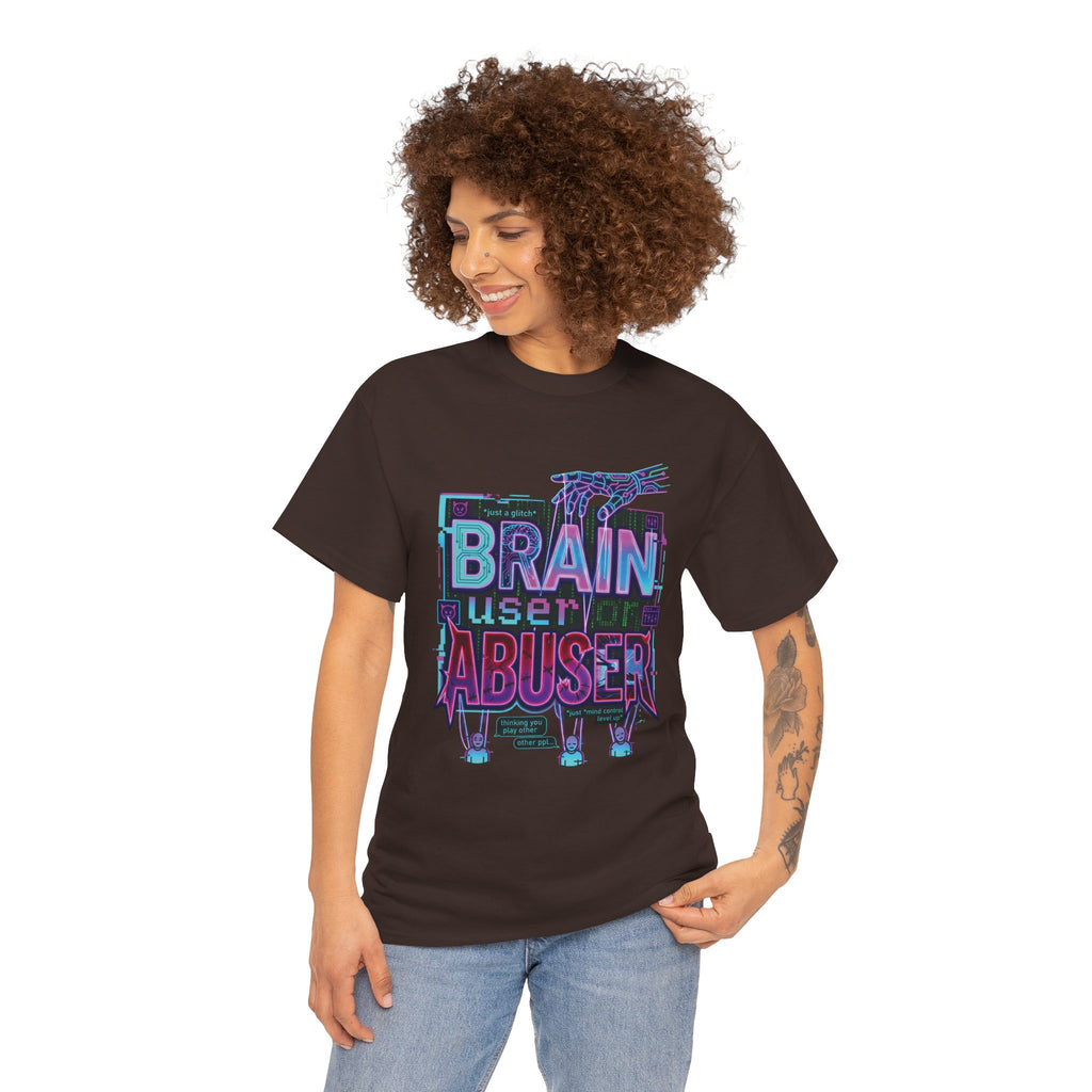 Brain User or Abuser GEN Z Unisex Tee — Retro Cyberpunk "Use Your Brain" Graphic T-Shirt