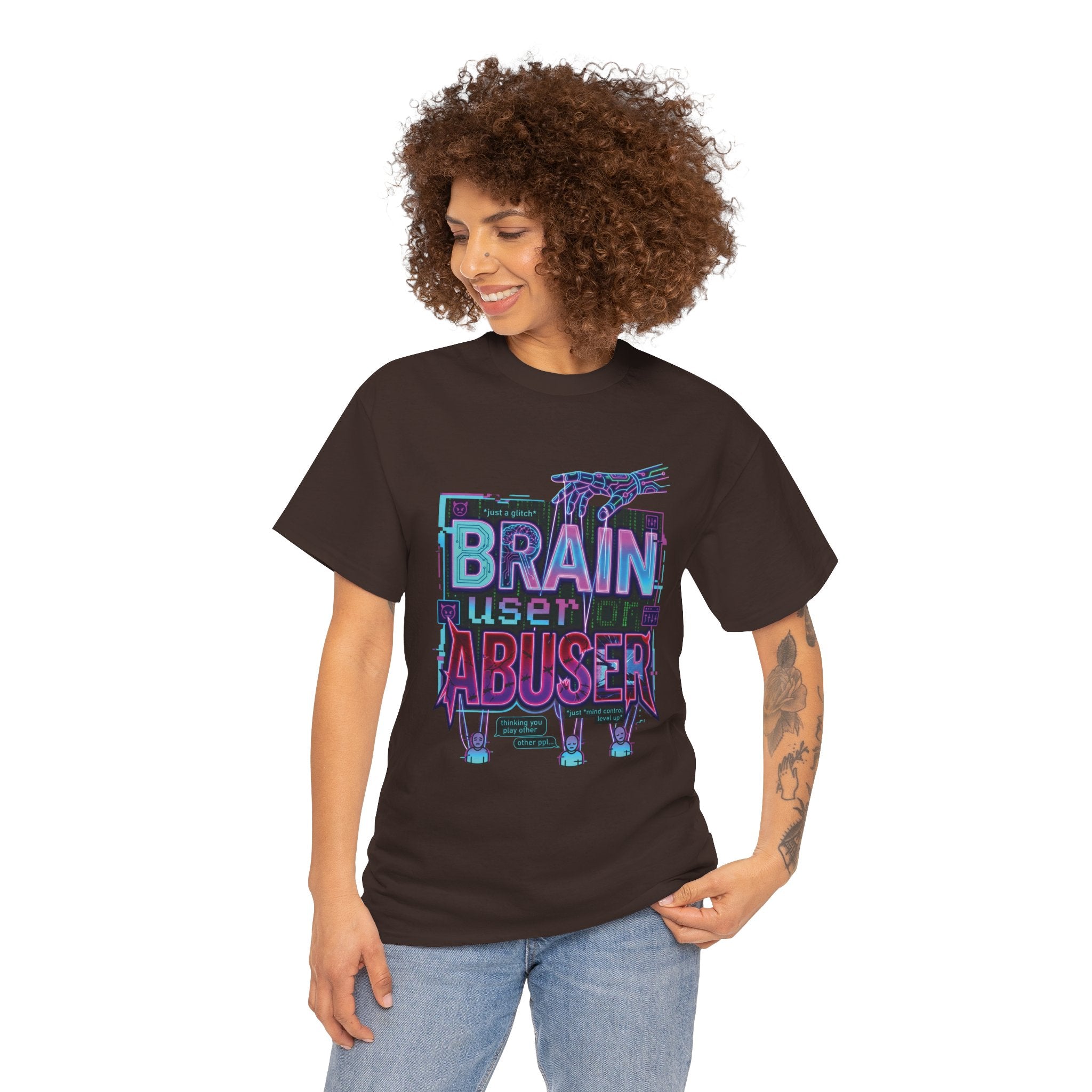 Brain User or Abuser GEN Z Unisex Tee — Retro Cyberpunk "Use Your Brain" Graphic T-Shirt