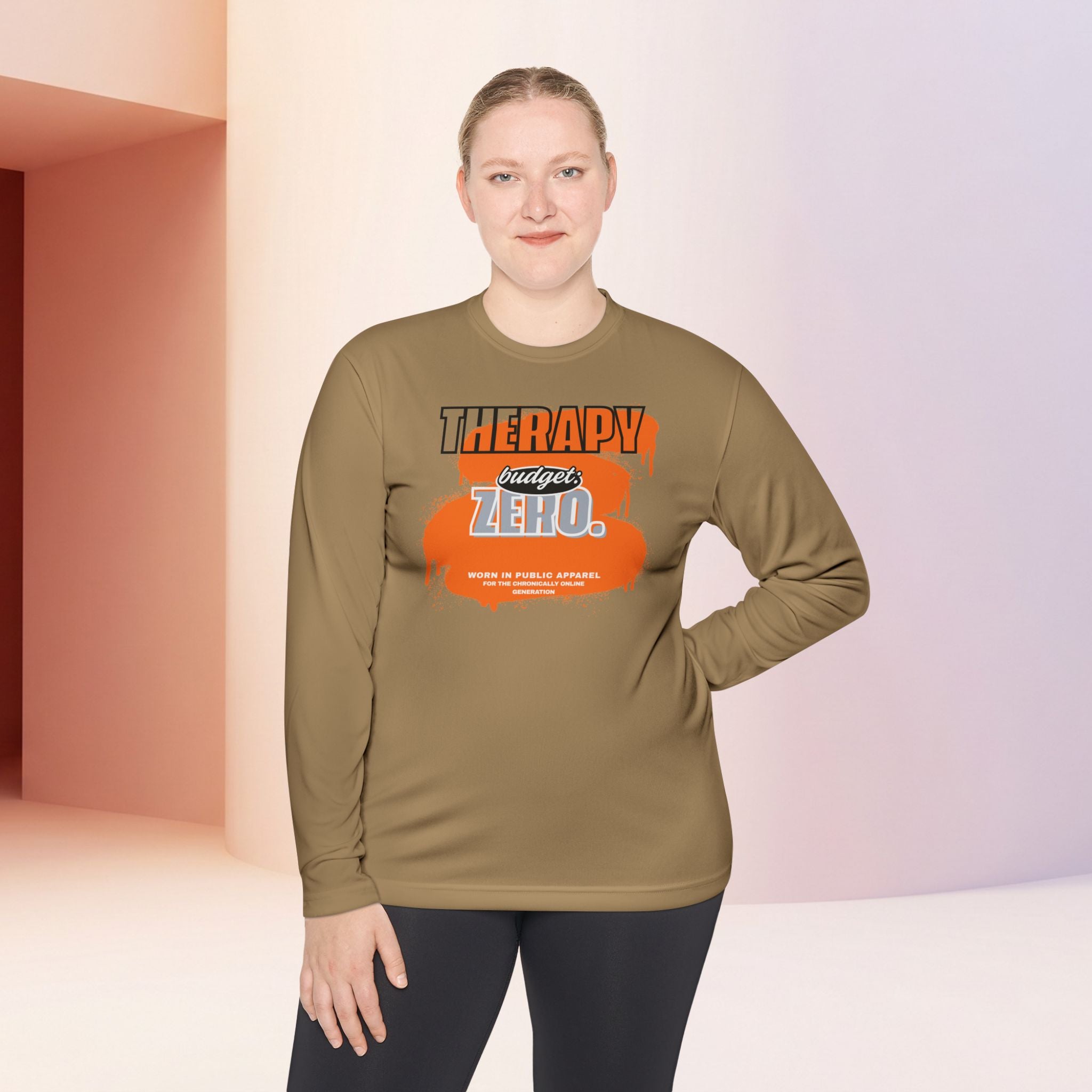 Therapy Budget Zero Long Sleeve Tee | Funny Mental Health Humor Shirt