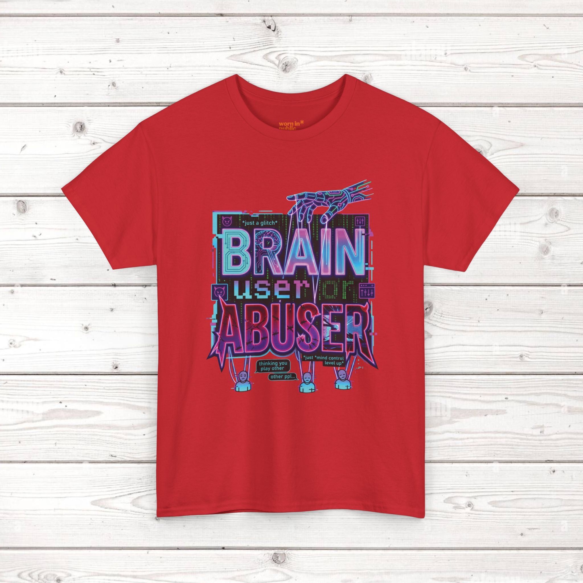 Brain User or Abuser GEN Z Unisex Tee — Retro Cyberpunk "Use Your Brain" Graphic T-Shirt