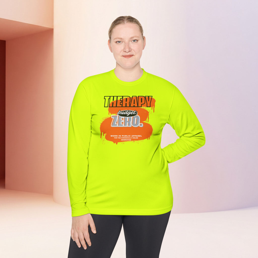Therapy Budget Zero Long Sleeve Tee | Funny Mental Health Humor Shirt