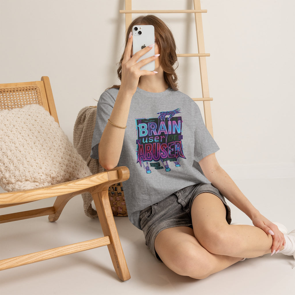 Brain User or Abuser GEN Z Unisex Tee — Retro Cyberpunk "Use Your Brain" Graphic T-Shirt