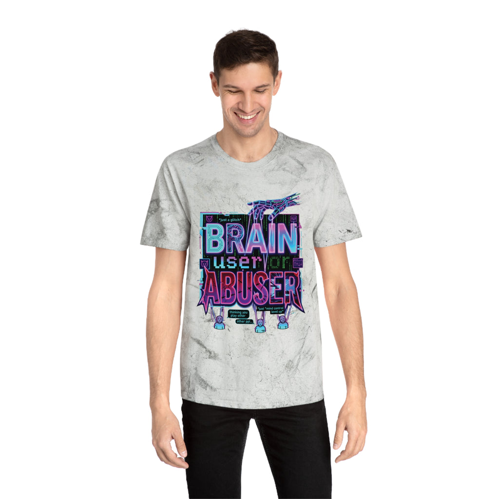 Brain User or Abuser GEN Z Premium Washed Graphic Tee — Retro Vaporwave 'Use Your Brain' Tie-Dye Shirt