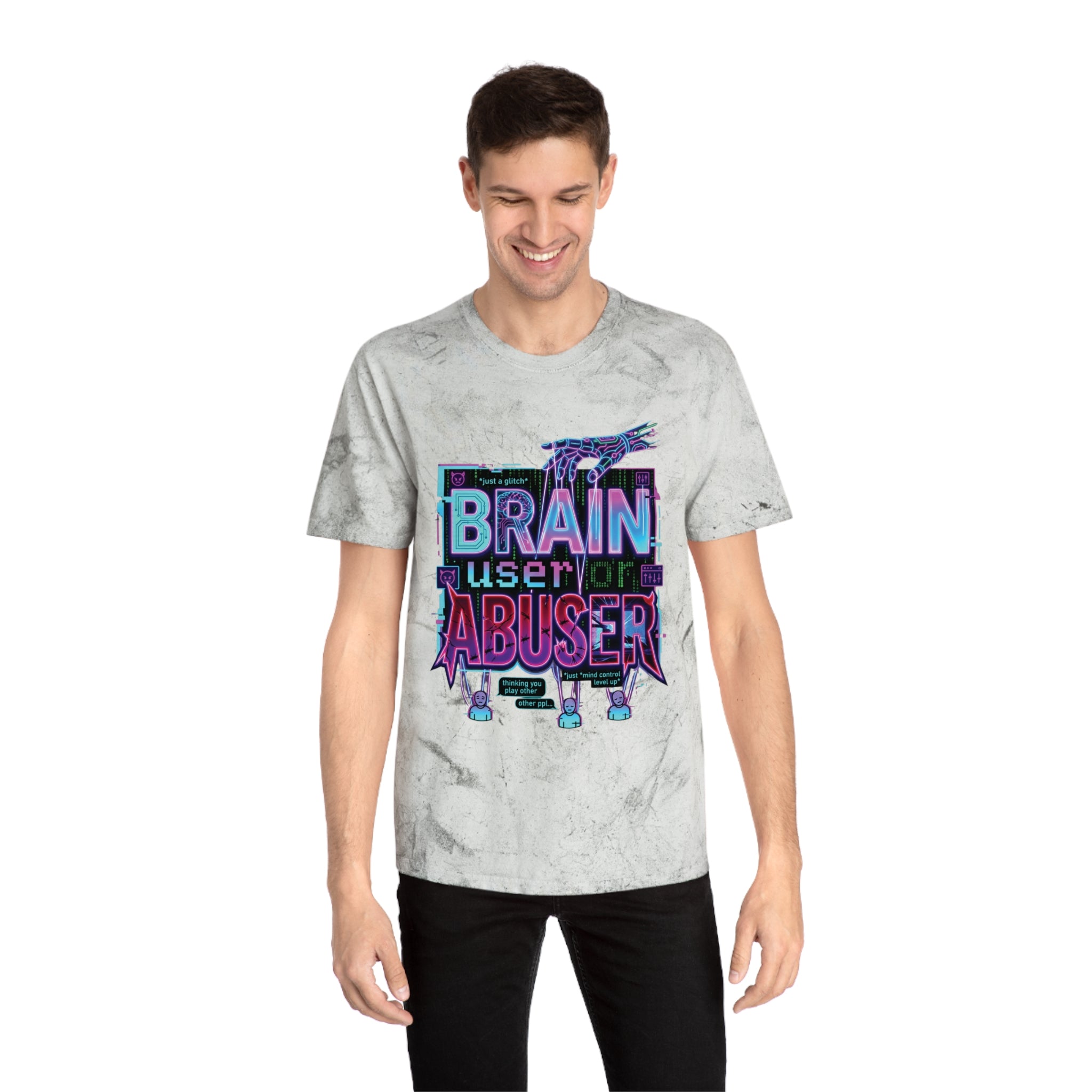 Brain User or Abuser GEN Z Premium Washed Graphic Tee — Retro Vaporwave 'Use Your Brain' Tie-Dye Shirt