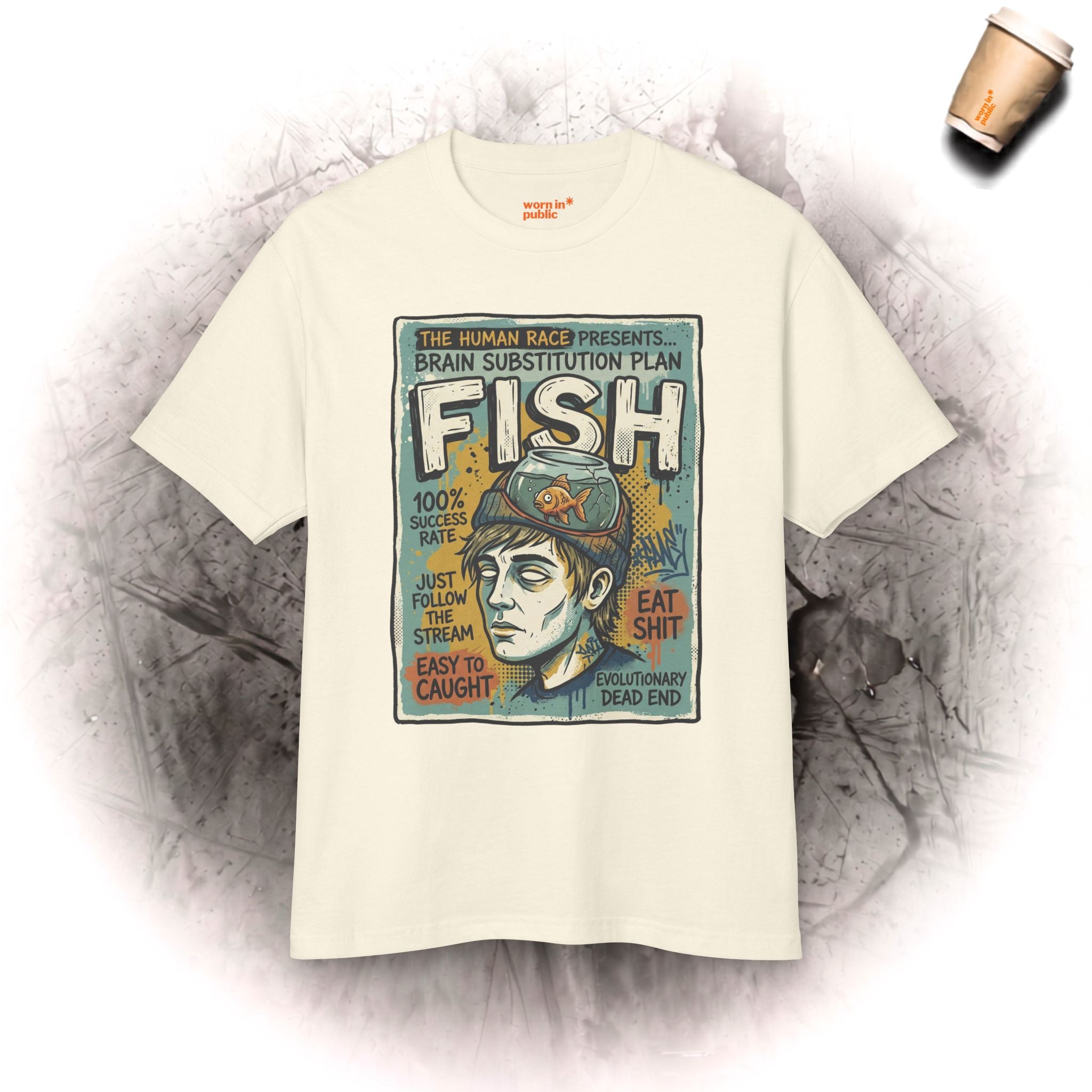 Fischhirn | Unisex Vintage Surreal Grafik T-Shirt