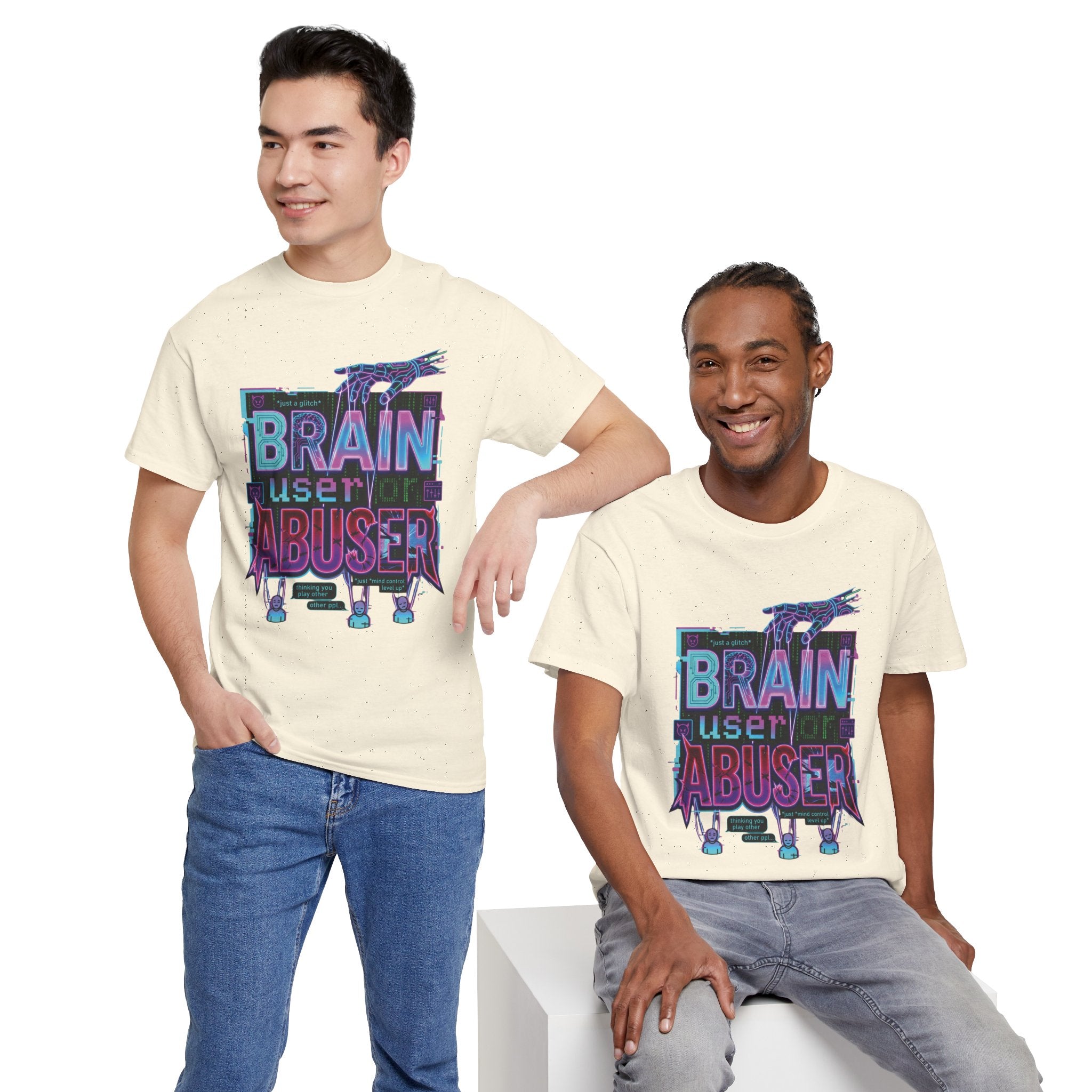 Brain User or Abuser GEN Z Unisex Tee — Retro Cyberpunk "Use Your Brain" Graphic T-Shirt