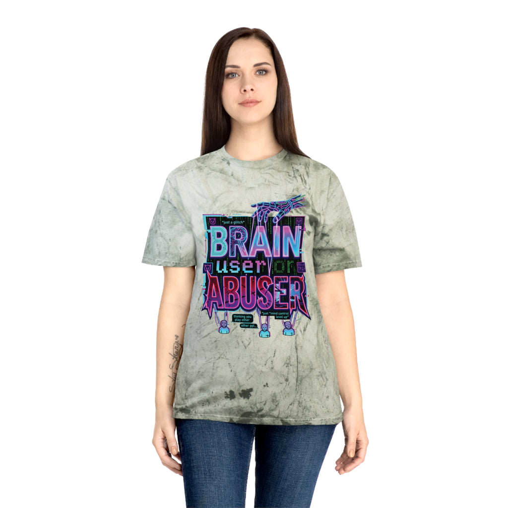 Brain User or Abuser GEN Z Premium Washed Graphic Tee — Retro Vaporwave 'Use Your Brain' Tie-Dye Shirt