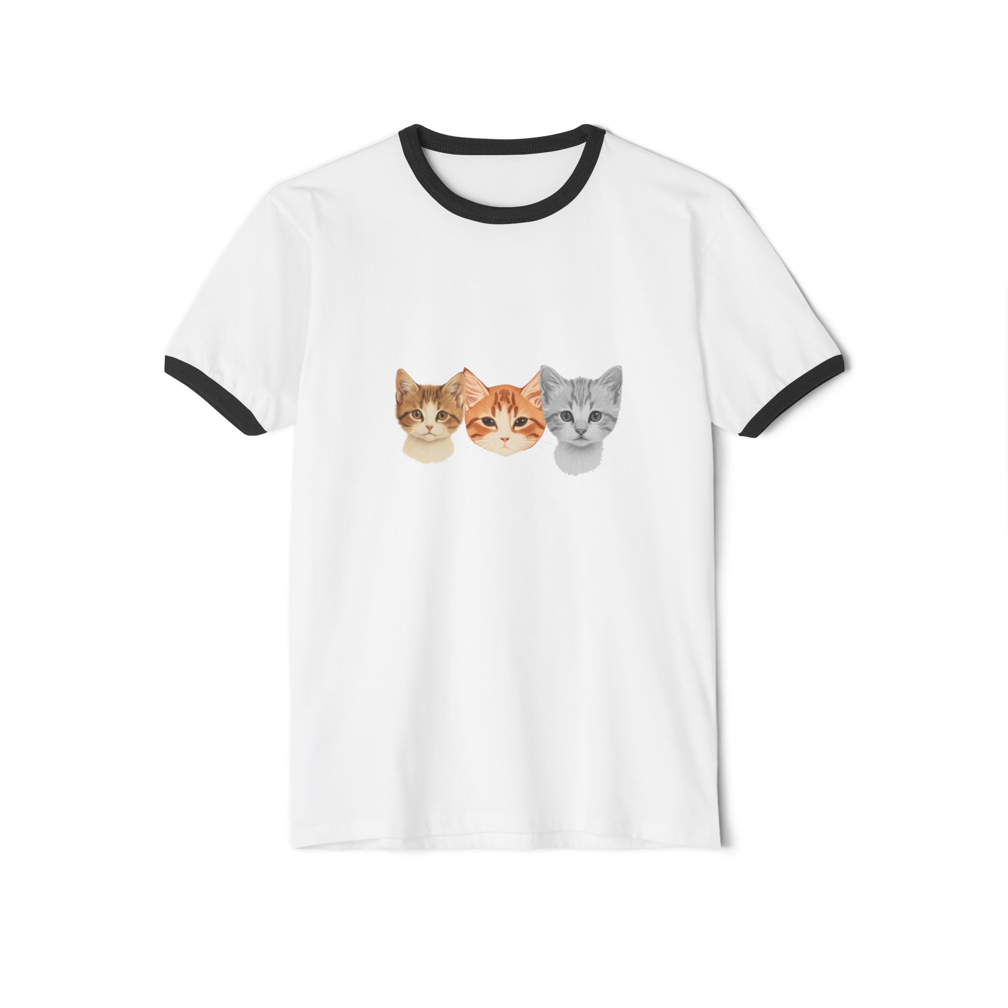 3 Kittens Full of Kuteness Unisex Ringer T-Shirt | Cute Cat Graphic Tee