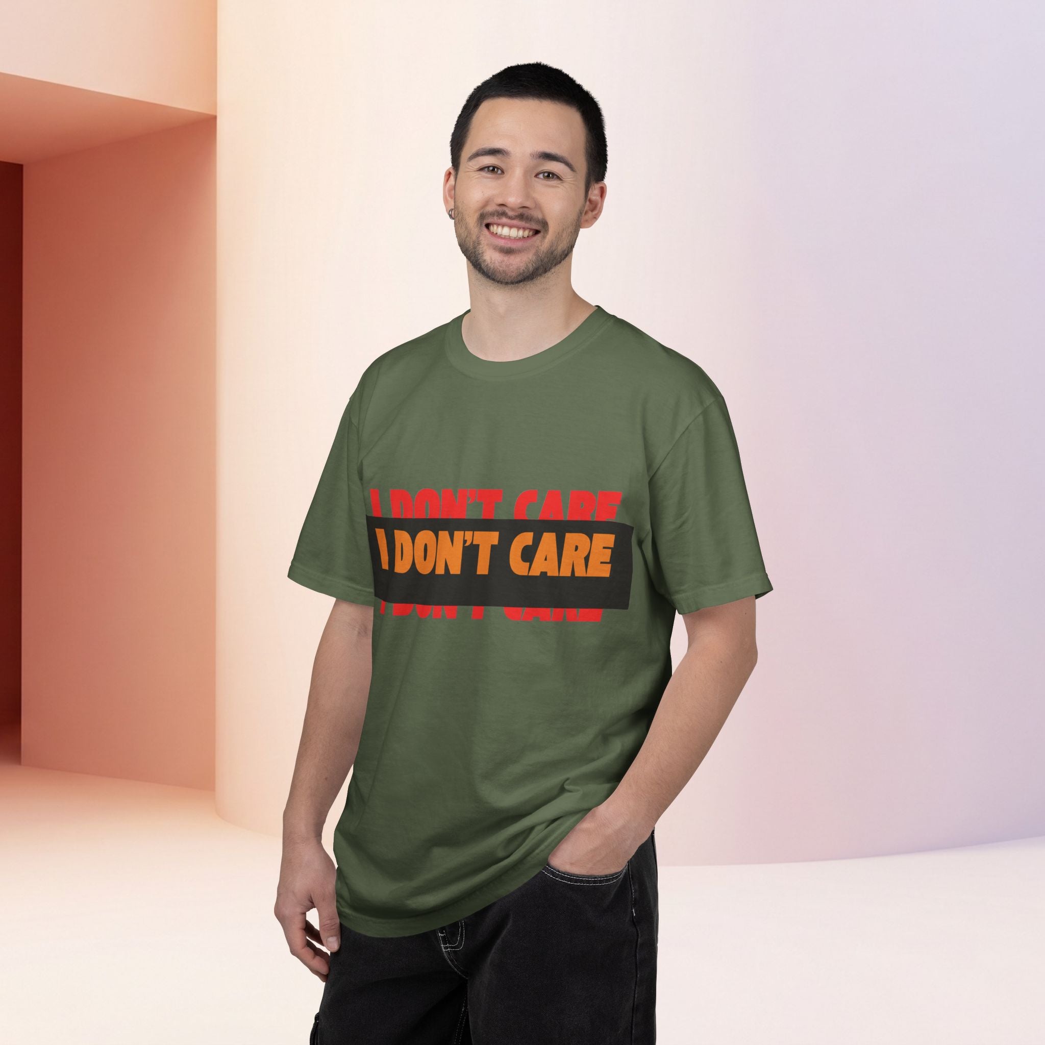I Don't Care Graphic T-Shirt | Bold Statement Tee with 'I DON'T CARE' Print