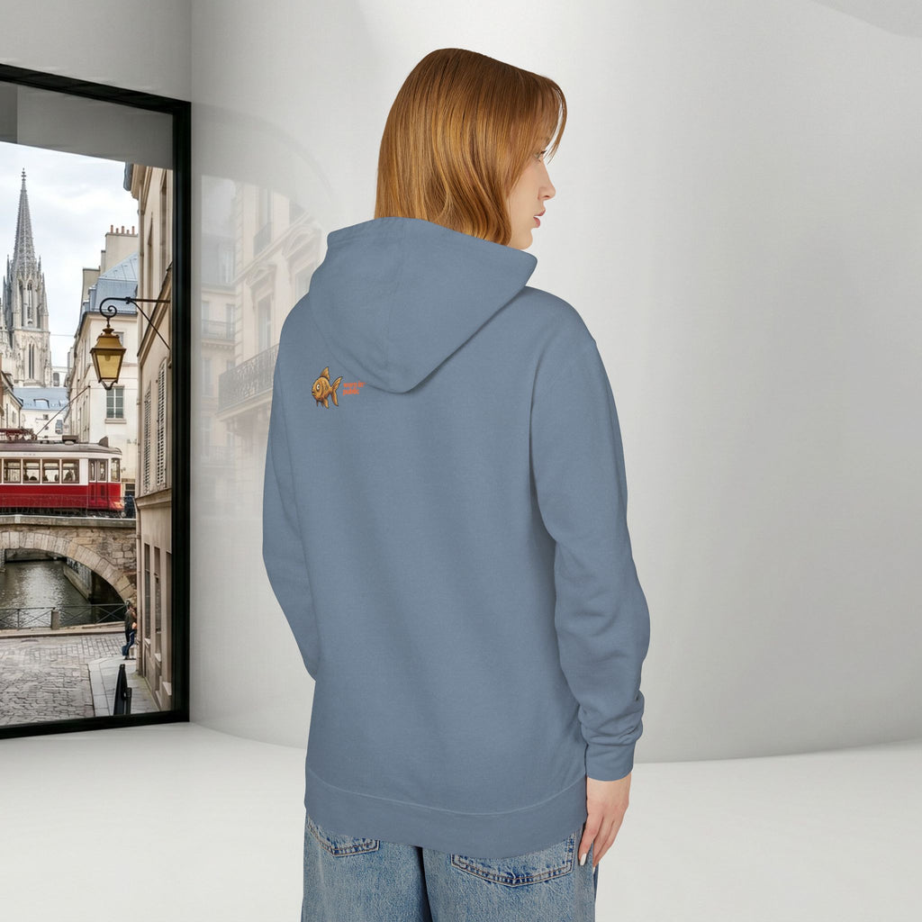 Fish Brain Substitution Plan Hoodie — Vintage Unisex Surreal Graphic Pullover
