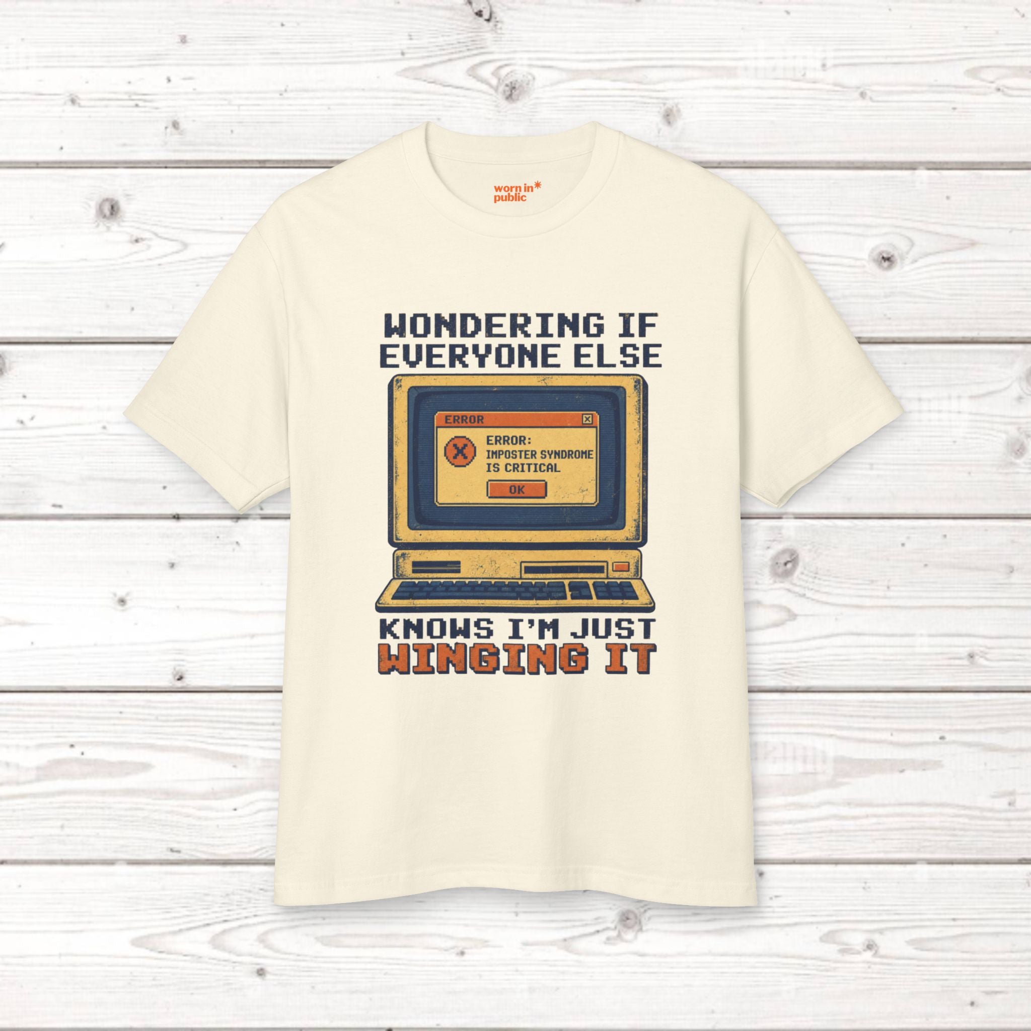 Winging It Retro Computer Unisex Tee — Funny Vintage Tech Graphic T-Shirt