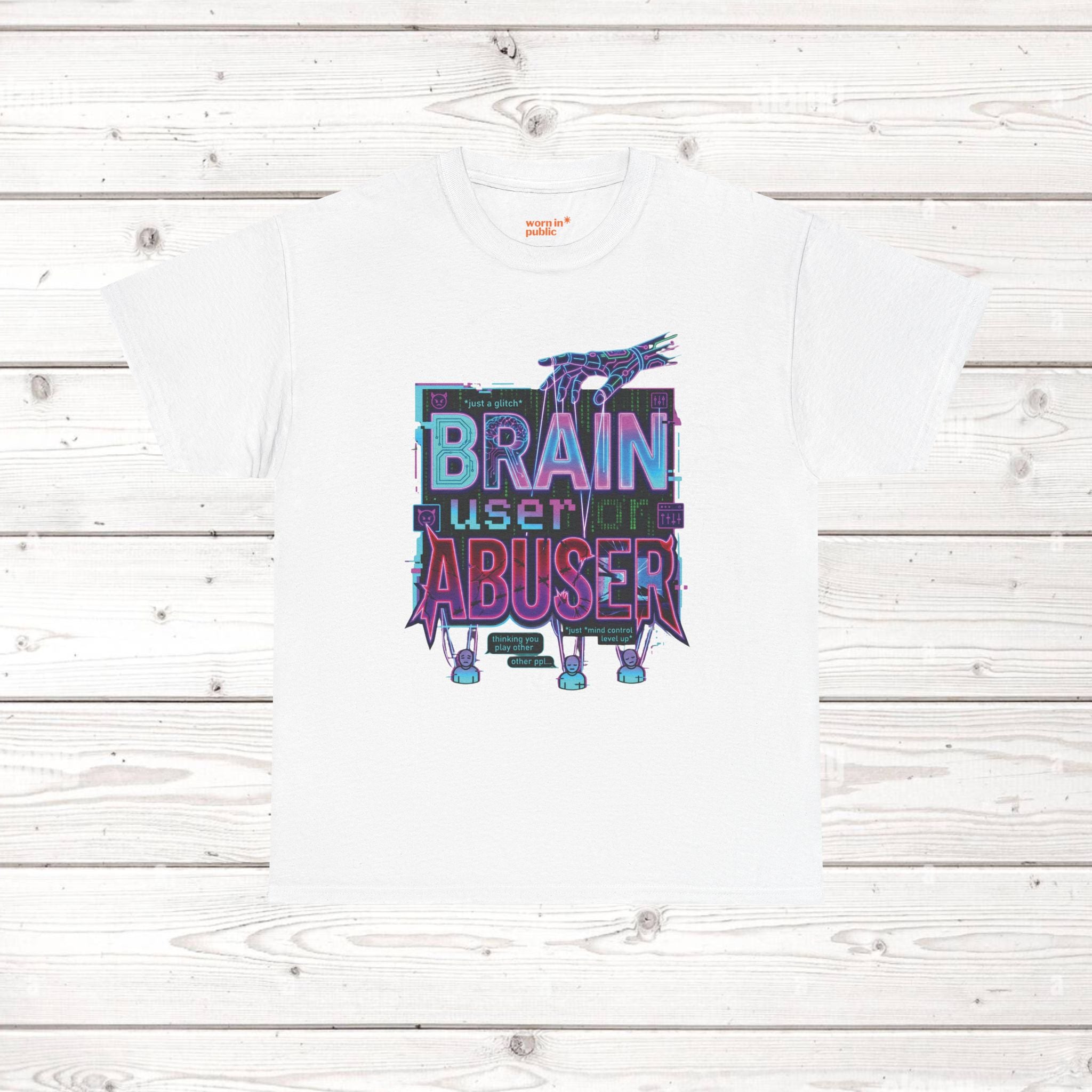 Brain User or Abuser GEN Z Unisex Tee — Retro Cyberpunk "Use Your Brain" Graphic T-Shirt