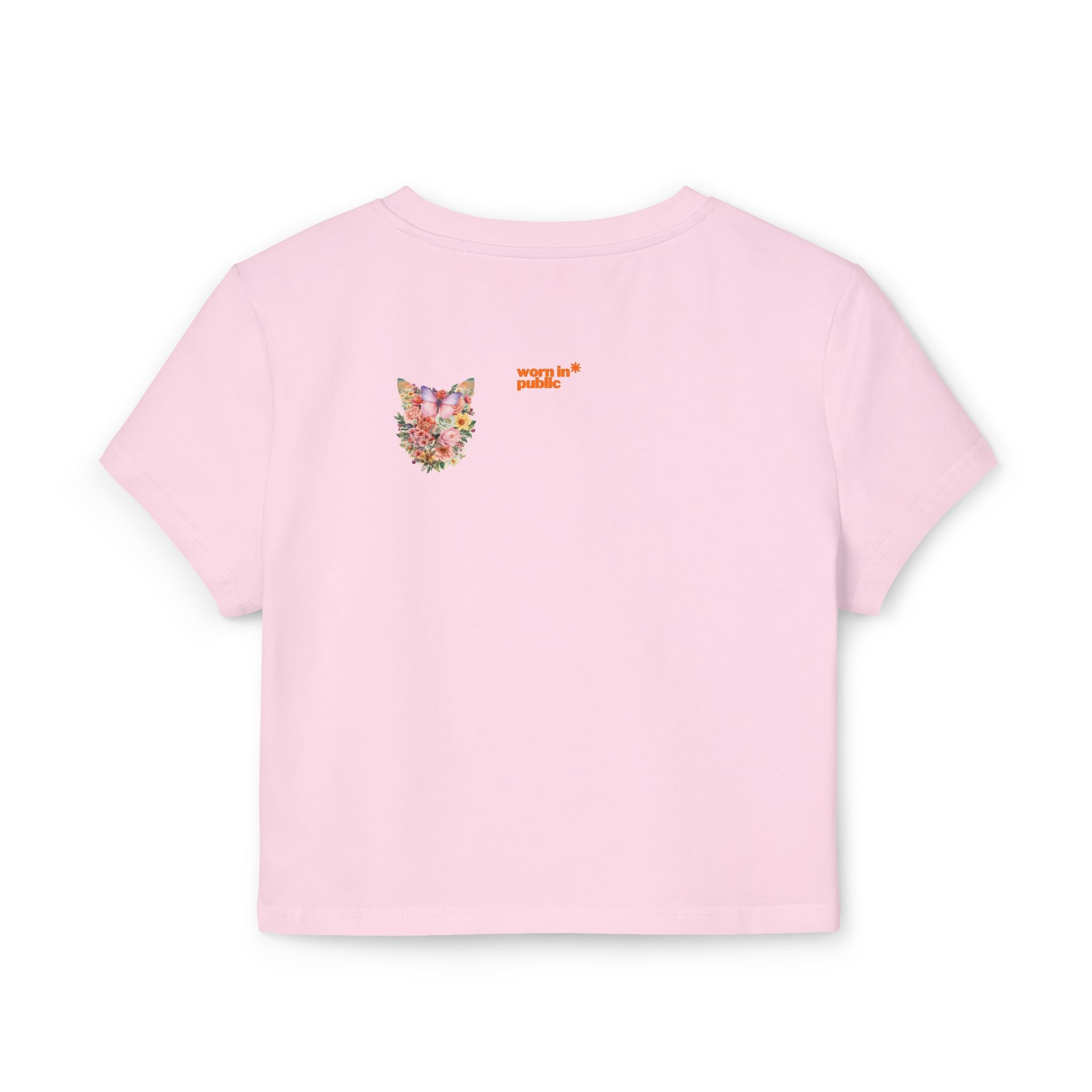 Wildly Bloomed Floral Cat Women's Baby Tee | Cute Botanical Graphic Top