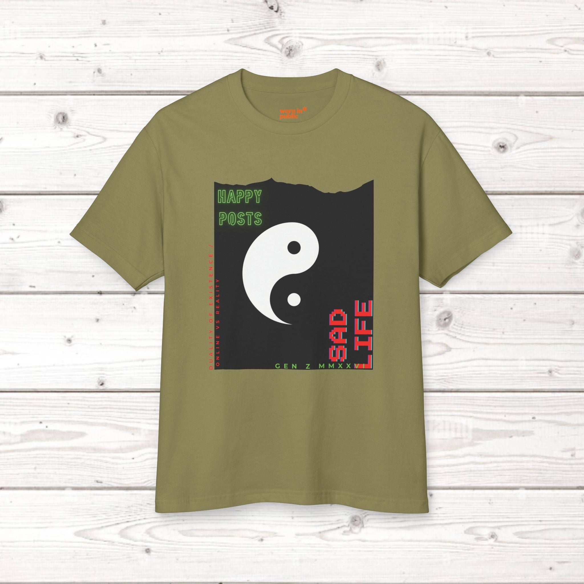 Yin Yang 'Happy Posts / Sad Life' | Vintage Garment-Dyed Unisex Graphic Tee