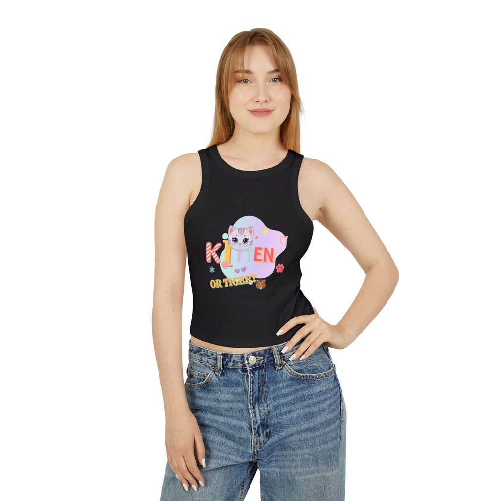 Kitten or Tiger Tank Top | Cute Pastel Cat Graphic with Retro Letters