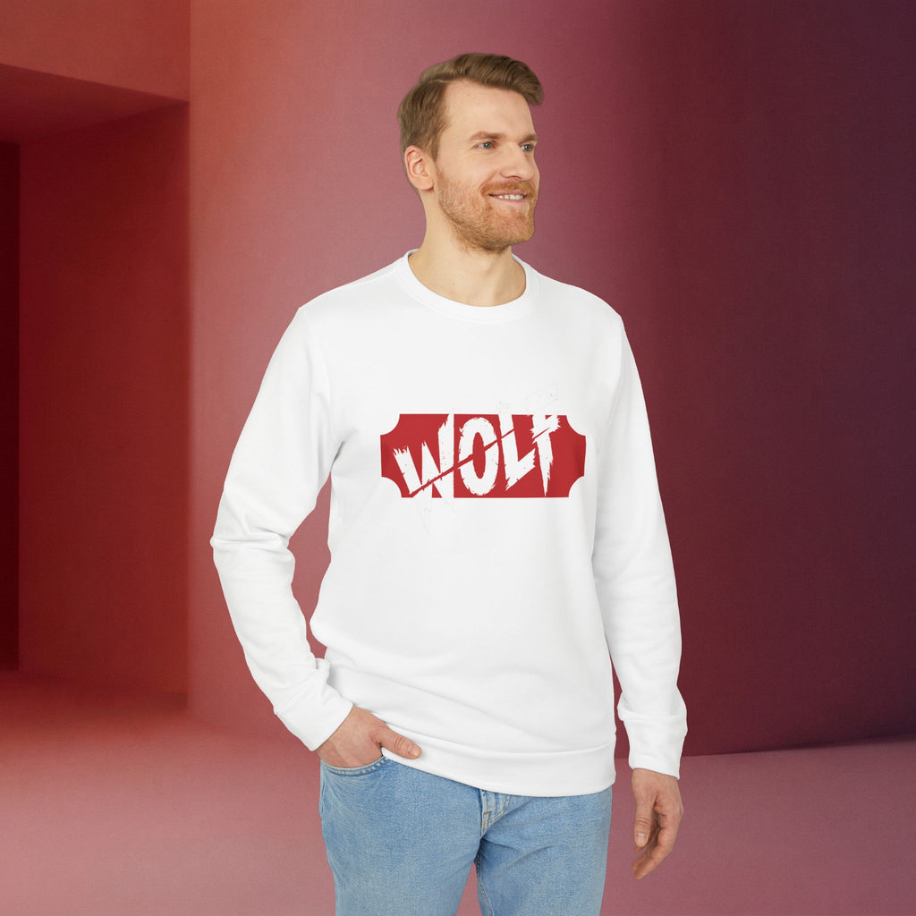 For a Wolf Crewneck Sweatshirt | Red Graphic Fleece Pullover