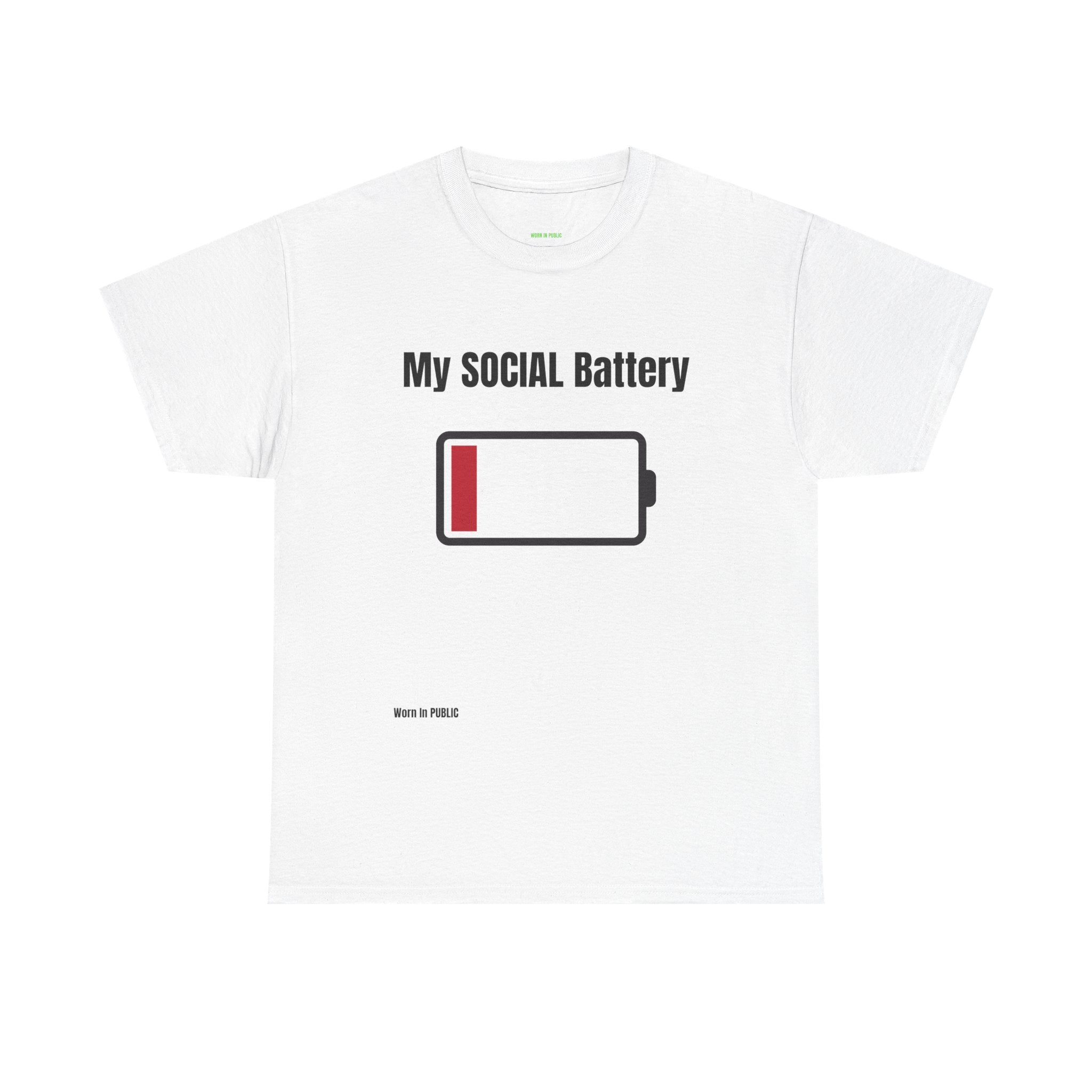 Low Battery Social Battery T-Shirt | Funny Introvert Graphic Tee