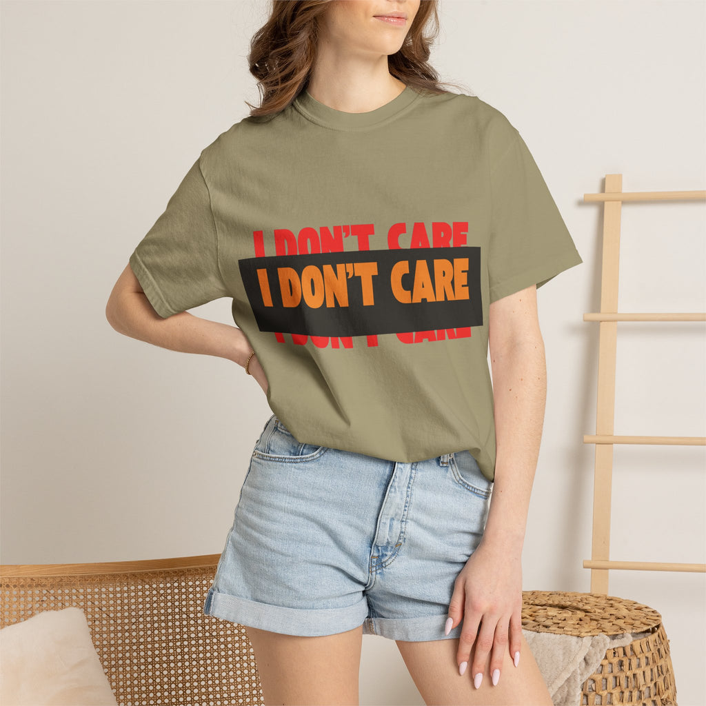 I Don't Care Graphic T-Shirt | Bold Statement Tee with 'I DON'T CARE' Print