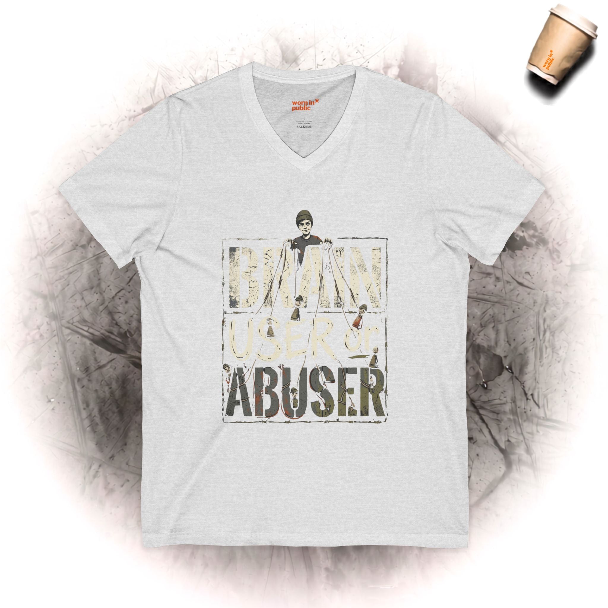 Brain User or Abuser Mens V-Neck Tee — Choose to See Graphic Awareness Shirt