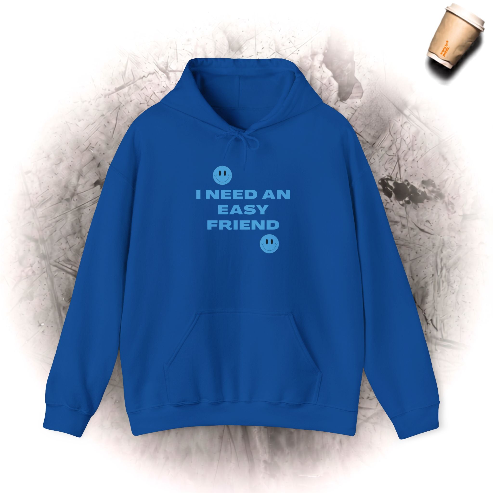 Ich brauche einen Easy Friend Damen-Kapuzenpullover | Minimalistisches süßes blaues Sweatshirt mit Knopf-Grafik