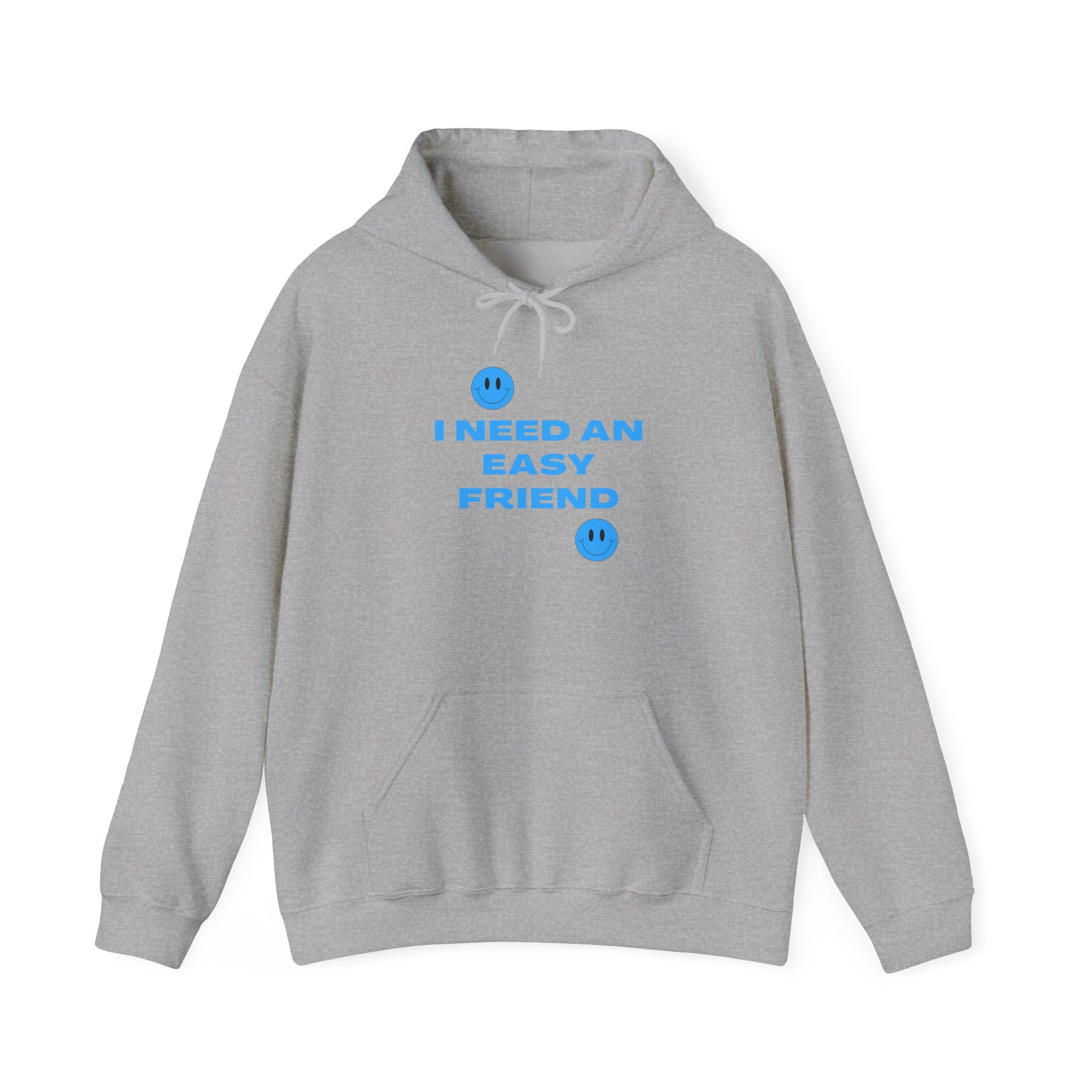 I Need an Easy Friend Ladies Hoodie | Minimalist Cute Blue Button Graphic Sweatshirt