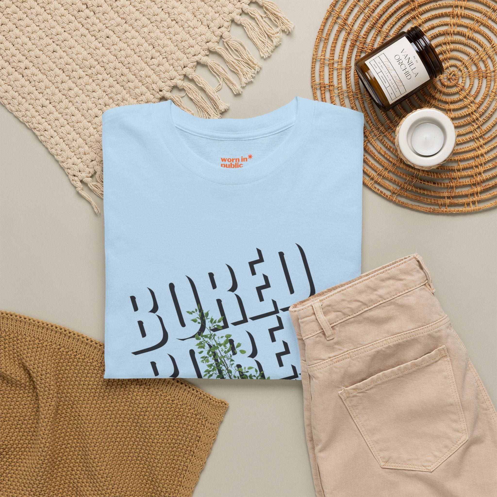 Unisex Botanical Tee — "Feel Free to Be Bored" Graphic T-Shirt