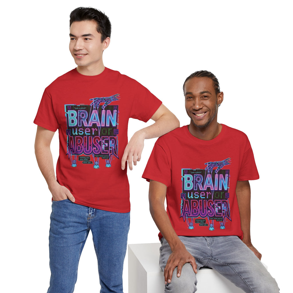 Brain User or Abuser GEN Z Unisex Tee — Retro Cyberpunk "Use Your Brain" Graphic T-Shirt