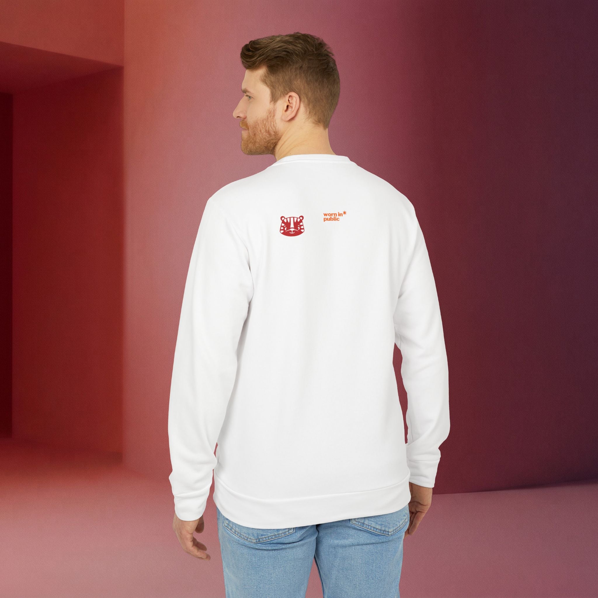 For a Wolf Crewneck Sweatshirt | Red Graphic Fleece Pullover