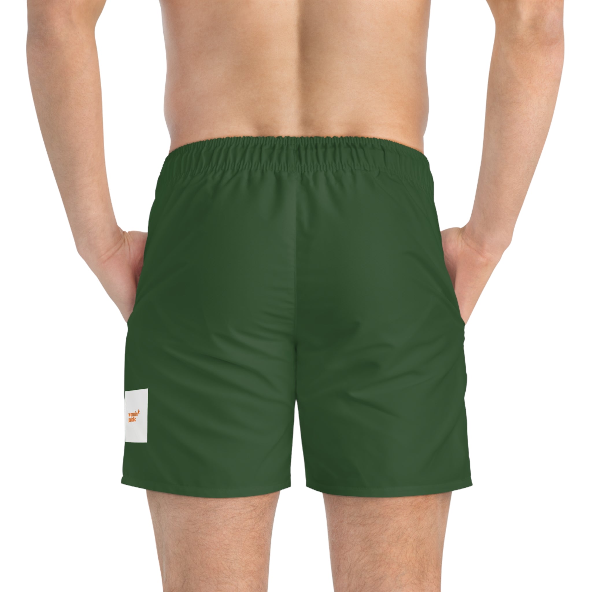 Moby Dick Arrow Swim Trunks | Green Graphic Beach Shorts