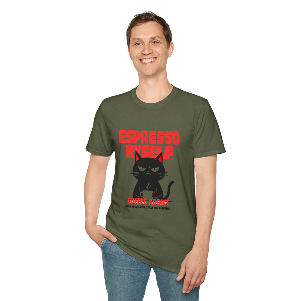 Espresso Myself Cat T-Shirt | Funny Coffee Addict Graphic Tee