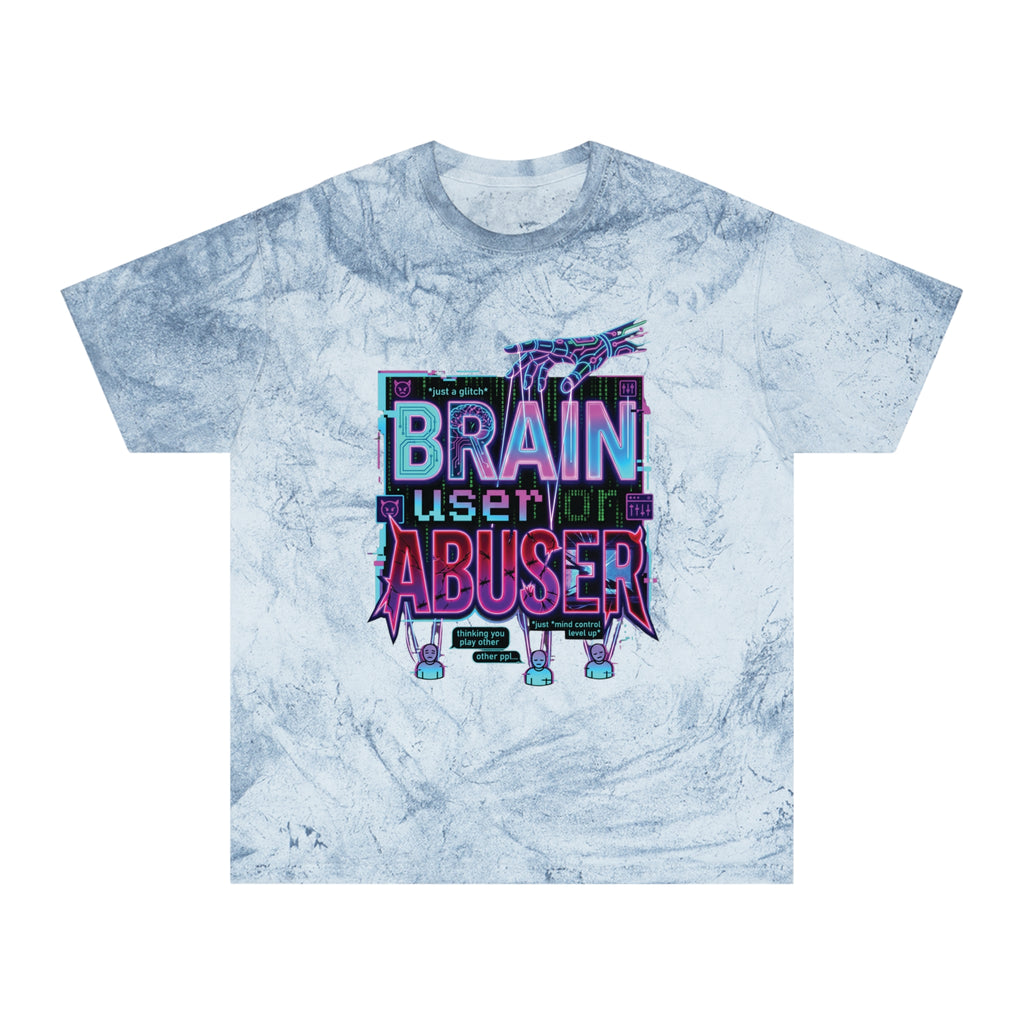 Brain User or Abuser GEN Z Premium Washed Graphic Tee — Retro Vaporwave 'Use Your Brain' Tie-Dye Shirt