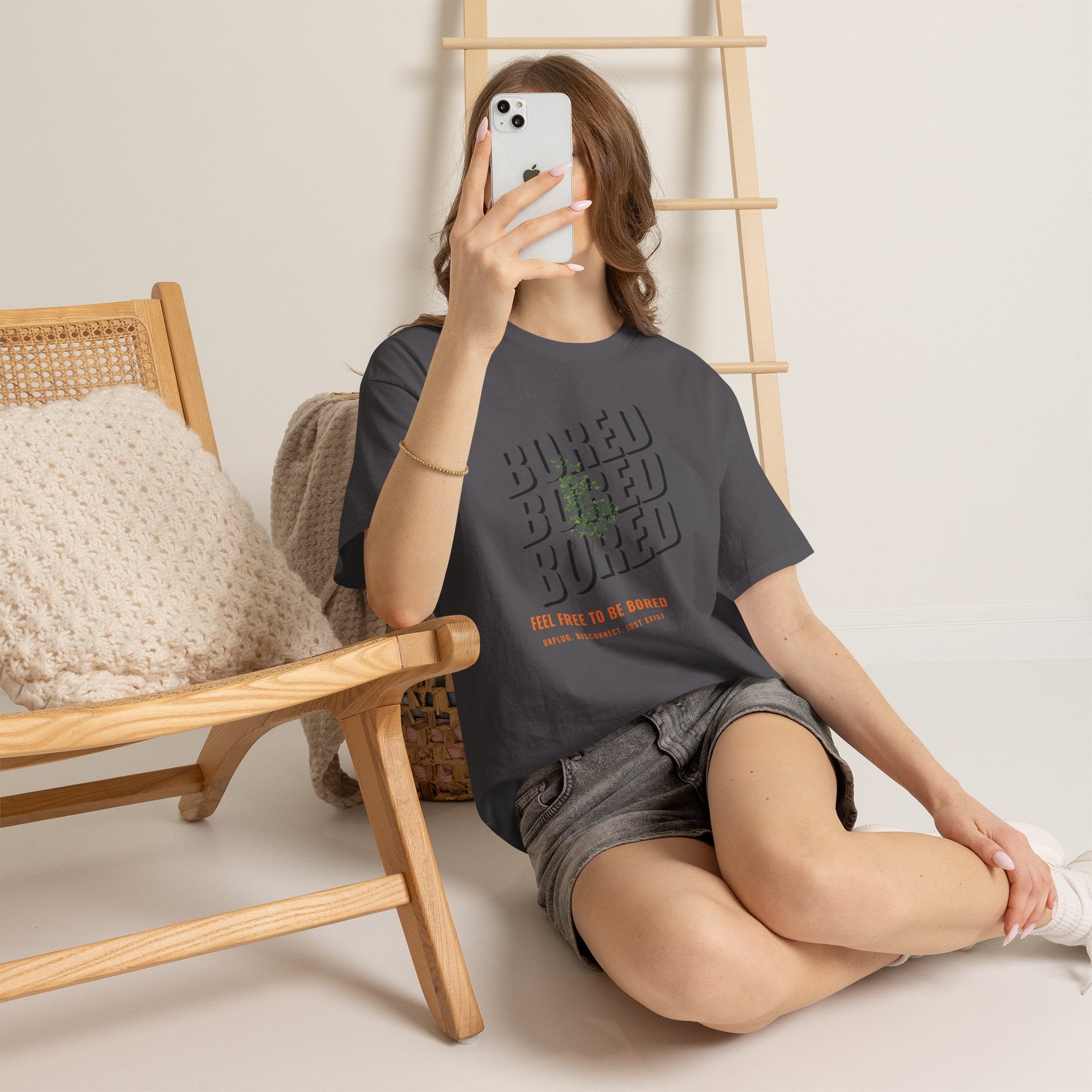 Unisex Botanical Tee — "Feel Free to Be Bored" Graphic T-Shirt