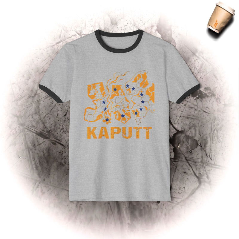Kaputt Graphic Ringer T-Shirt — Vintage Unisex Distressed Map Design