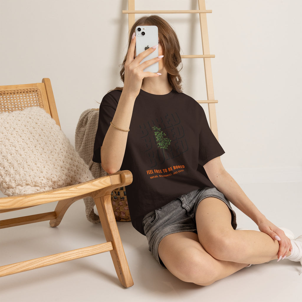 Unisex Botanical Tee — "Feel Free to Be Bored" Graphic T-Shirt