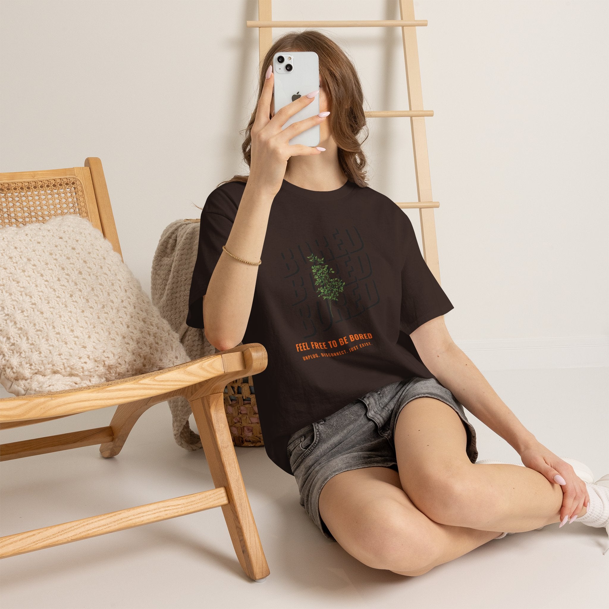 Unisex Botanical Tee — "Feel Free to Be Bored" Graphic T-Shirt