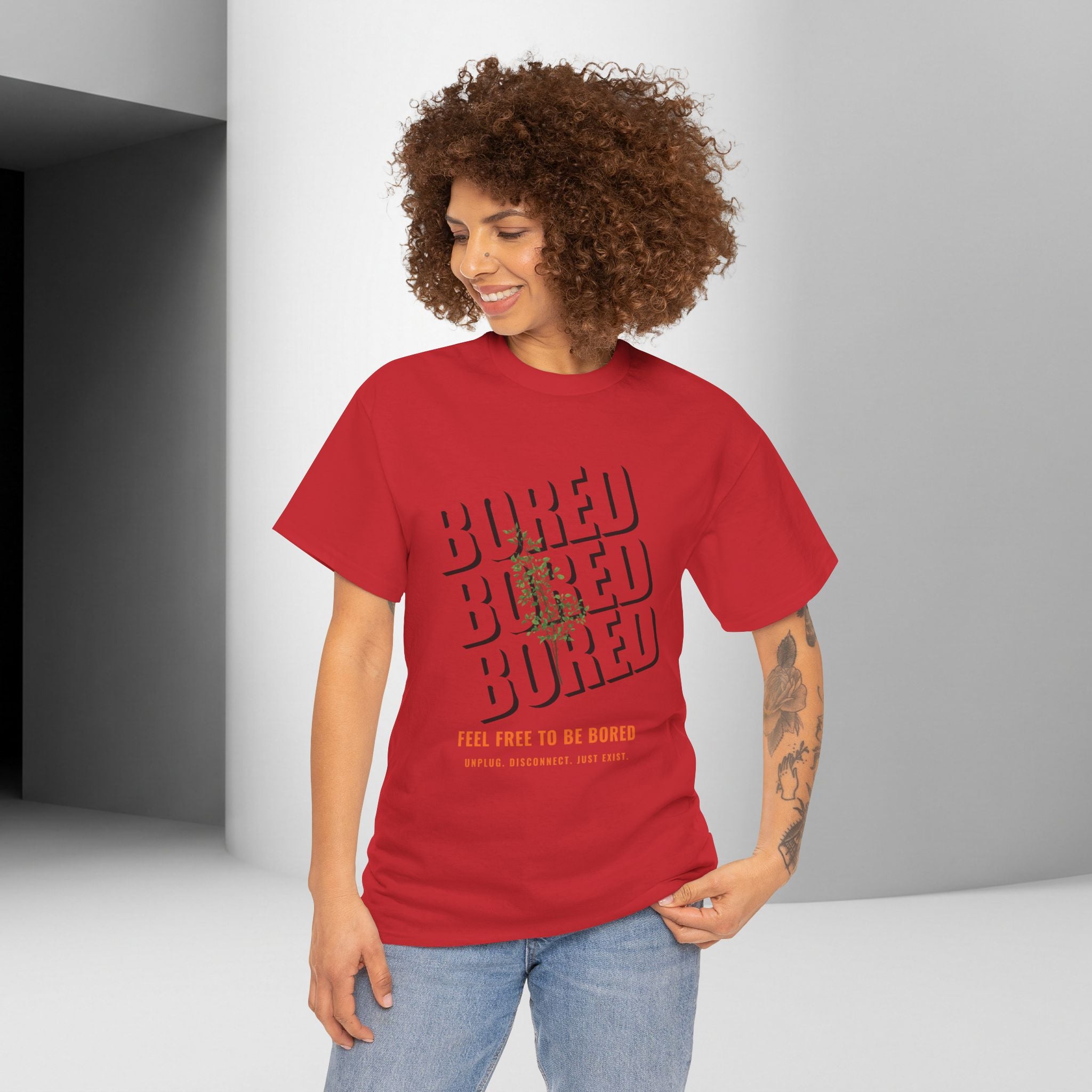 Unisex Botanical Tee — "Feel Free to Be Bored" Graphic T-Shirt