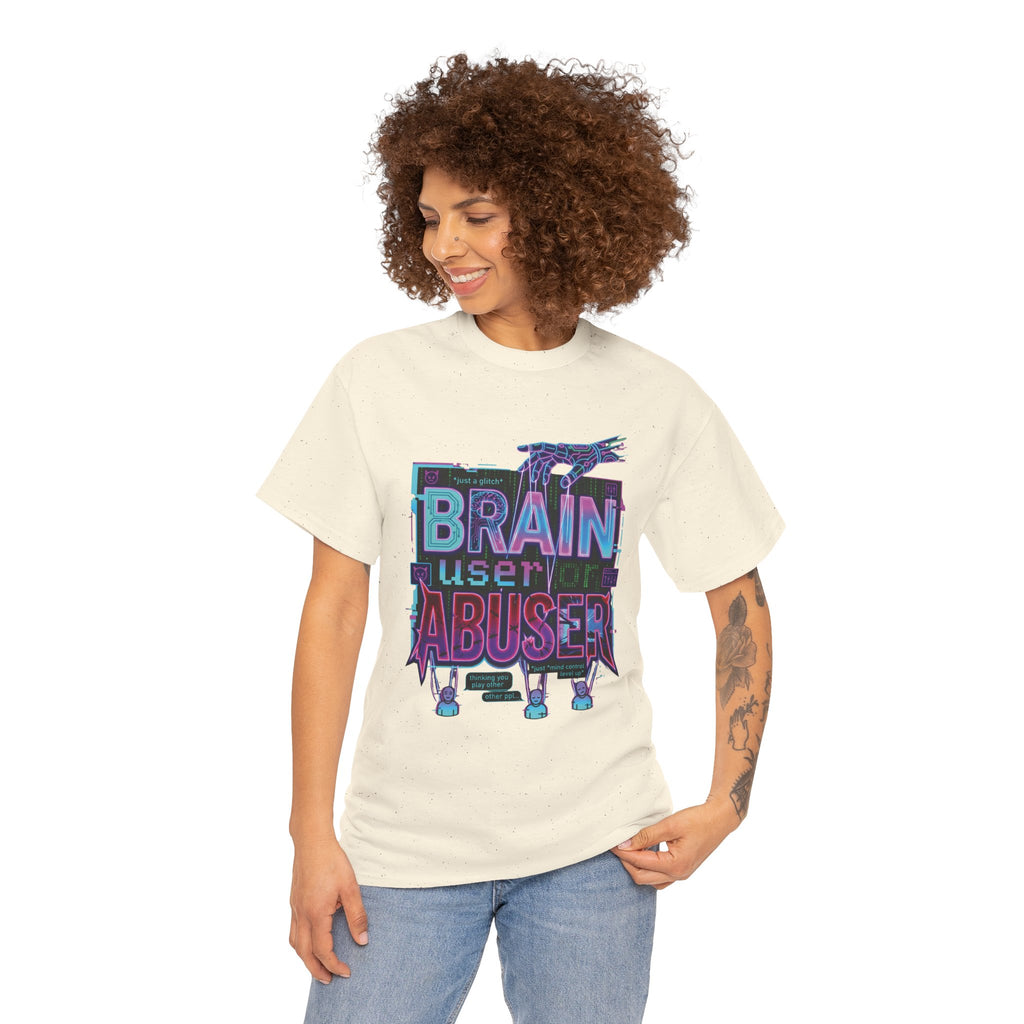 Brain User or Abuser GEN Z Unisex Tee — Retro Cyberpunk "Use Your Brain" Graphic T-Shirt