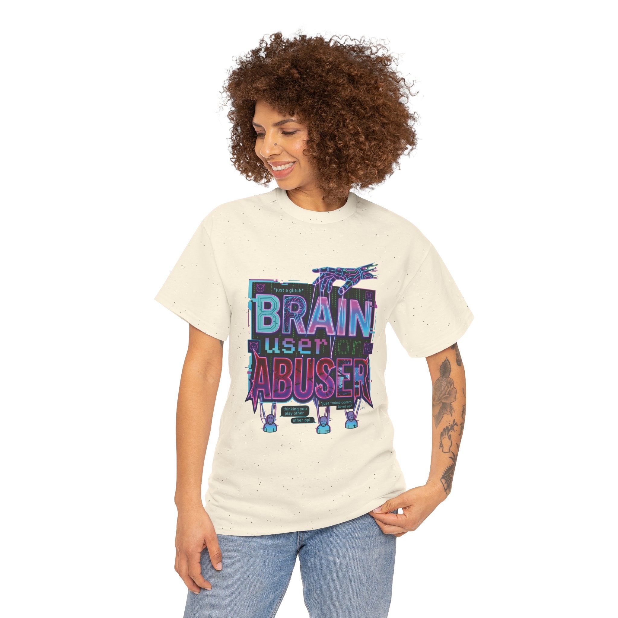 Brain User or Abuser GEN Z Unisex Tee — Retro Cyberpunk "Use Your Brain" Graphic T-Shirt