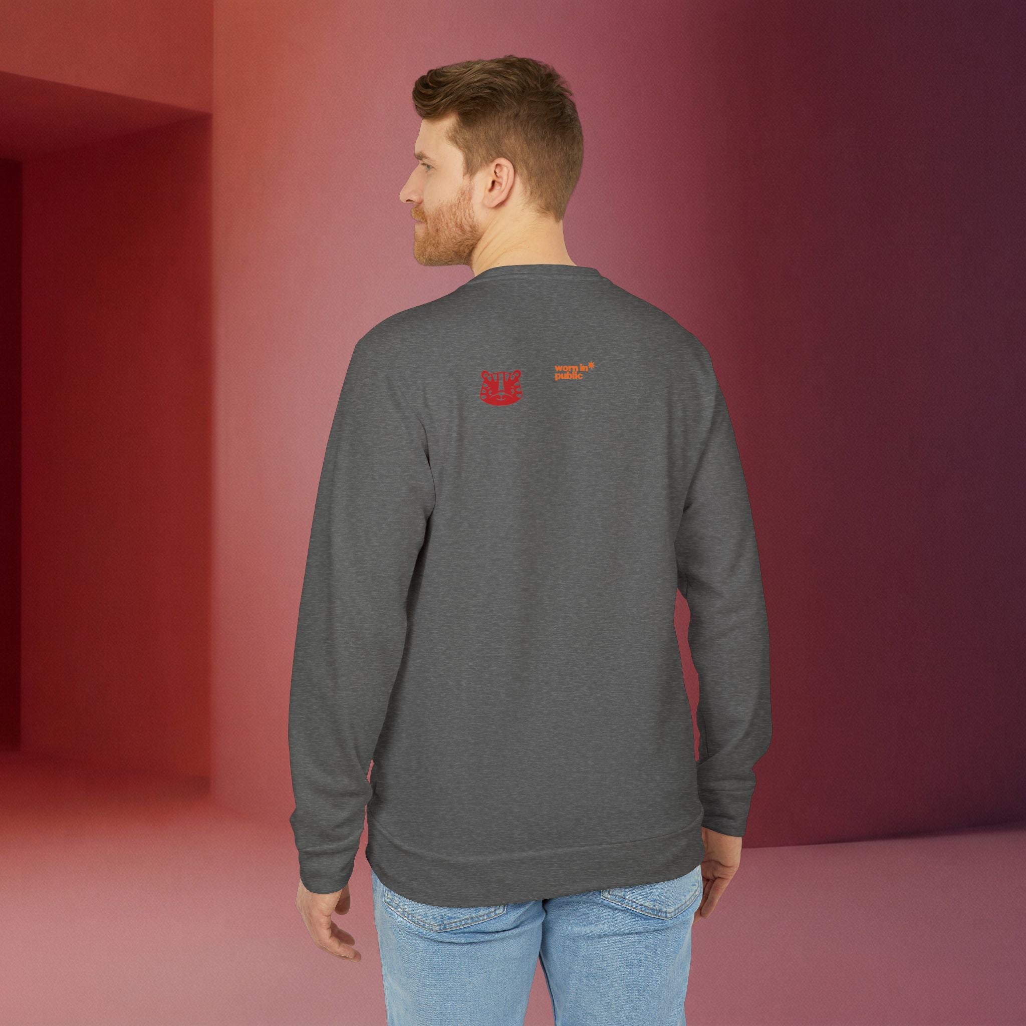 For a Wolf Crewneck Sweatshirt | Red Graphic Fleece Pullover
