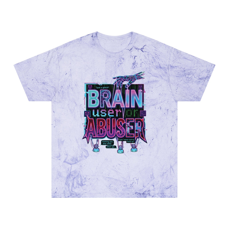 Brain User or Abuser GEN Z Premium Washed Graphic Tee — Retro Vaporwave "Nutze dein Gehirn" Batik-Shirt