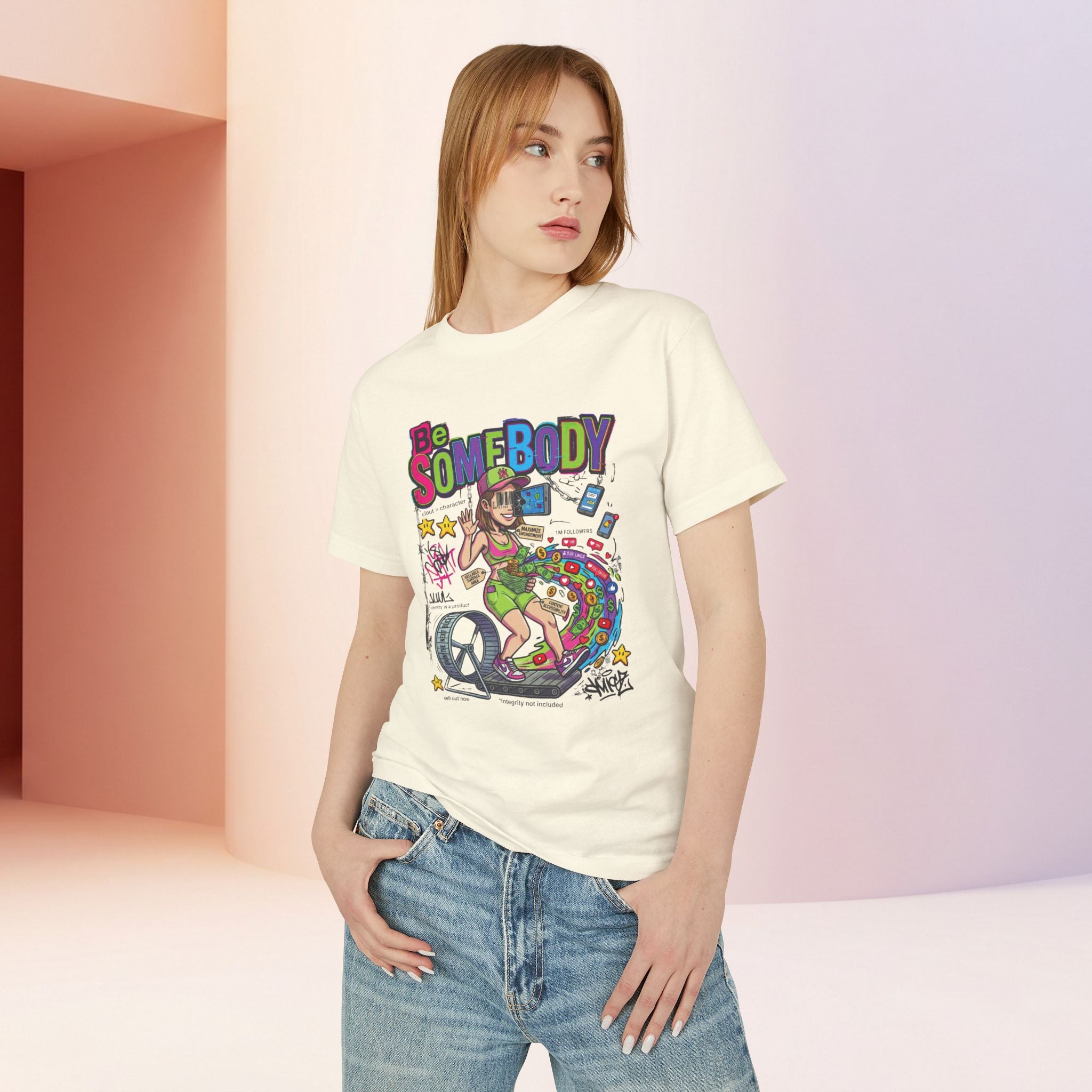 Be Somebody | Vintage Womens Sarcastic Cartoon Graphic Tee
