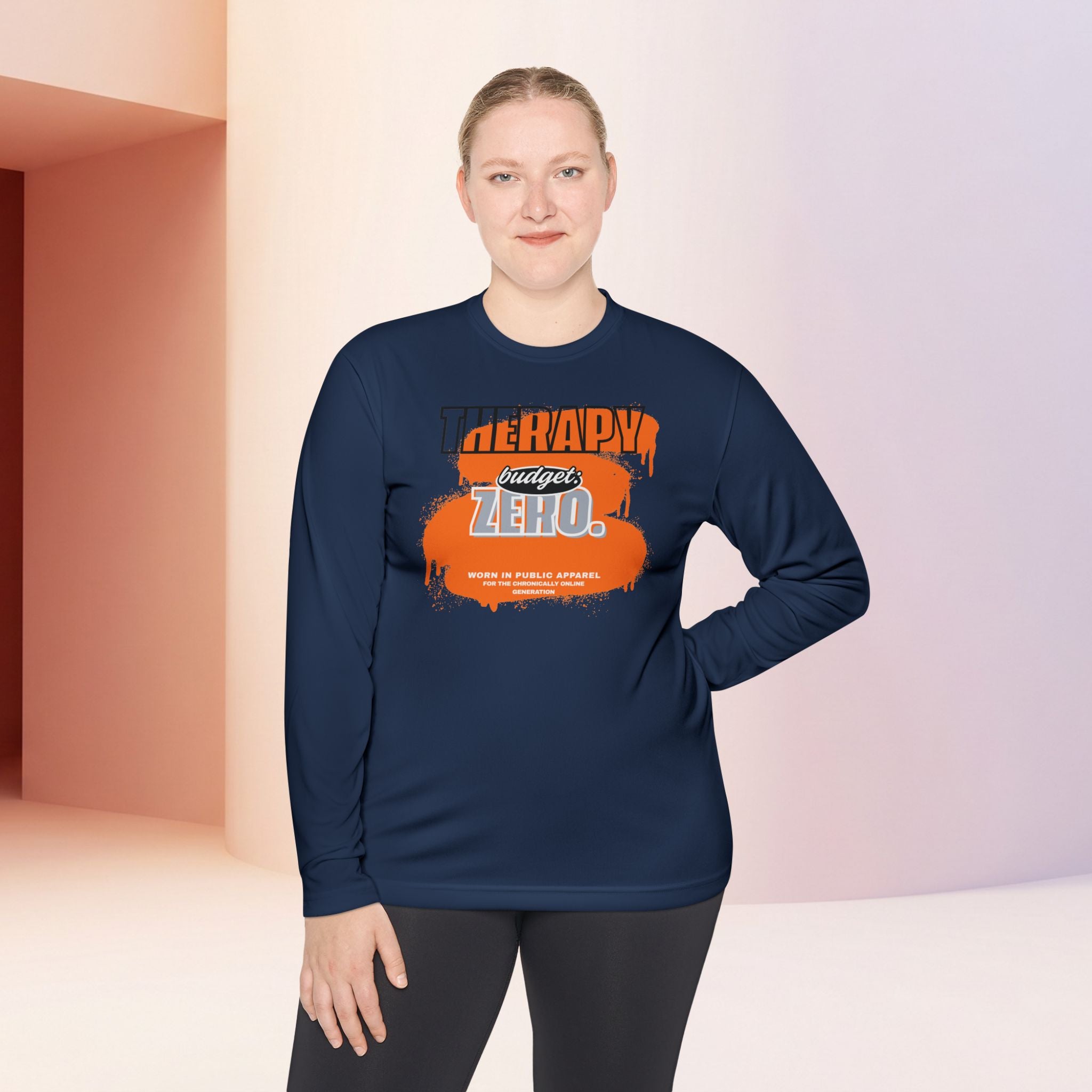 Therapy Budget Zero Long Sleeve Tee | Funny Mental Health Humor Shirt