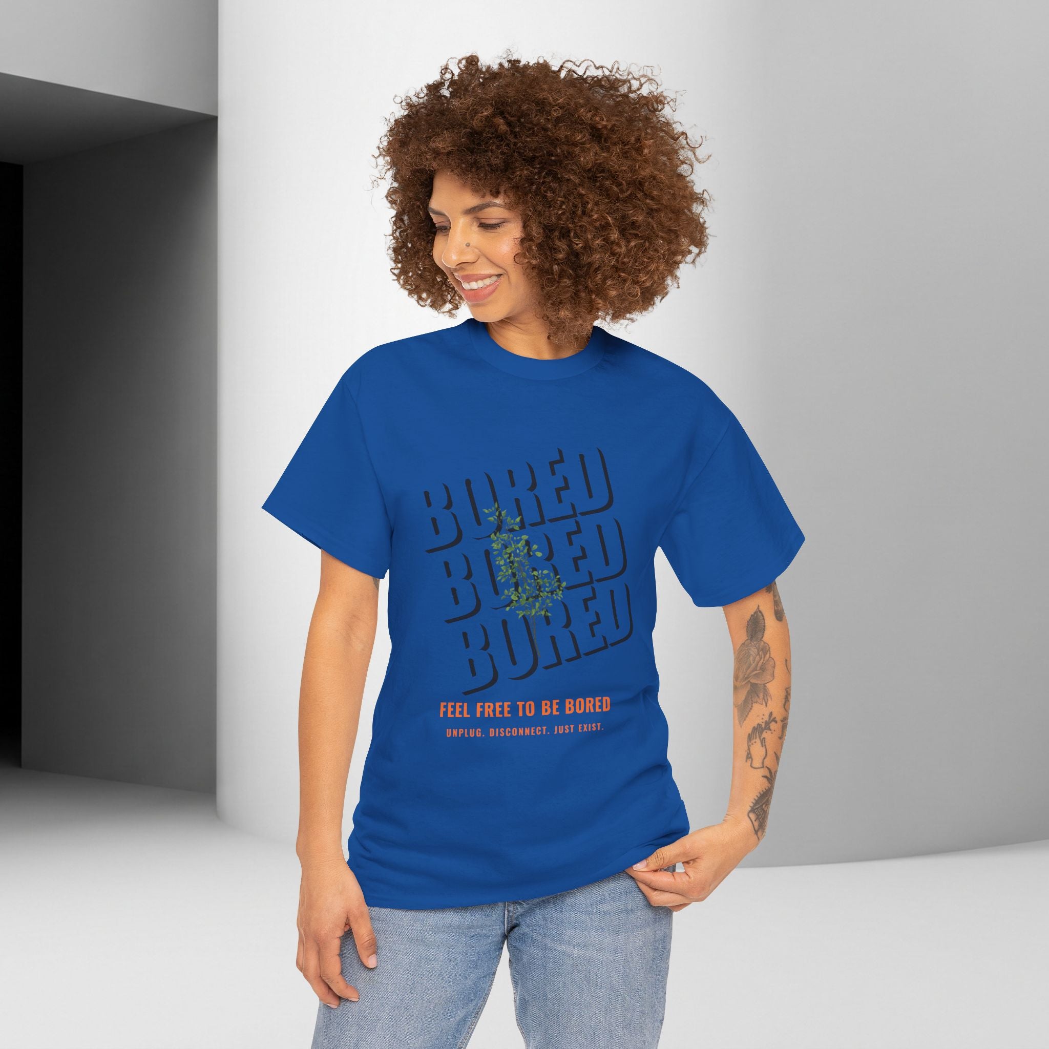 Unisex Botanical Tee — "Feel Free to Be Bored" Graphic T-Shirt