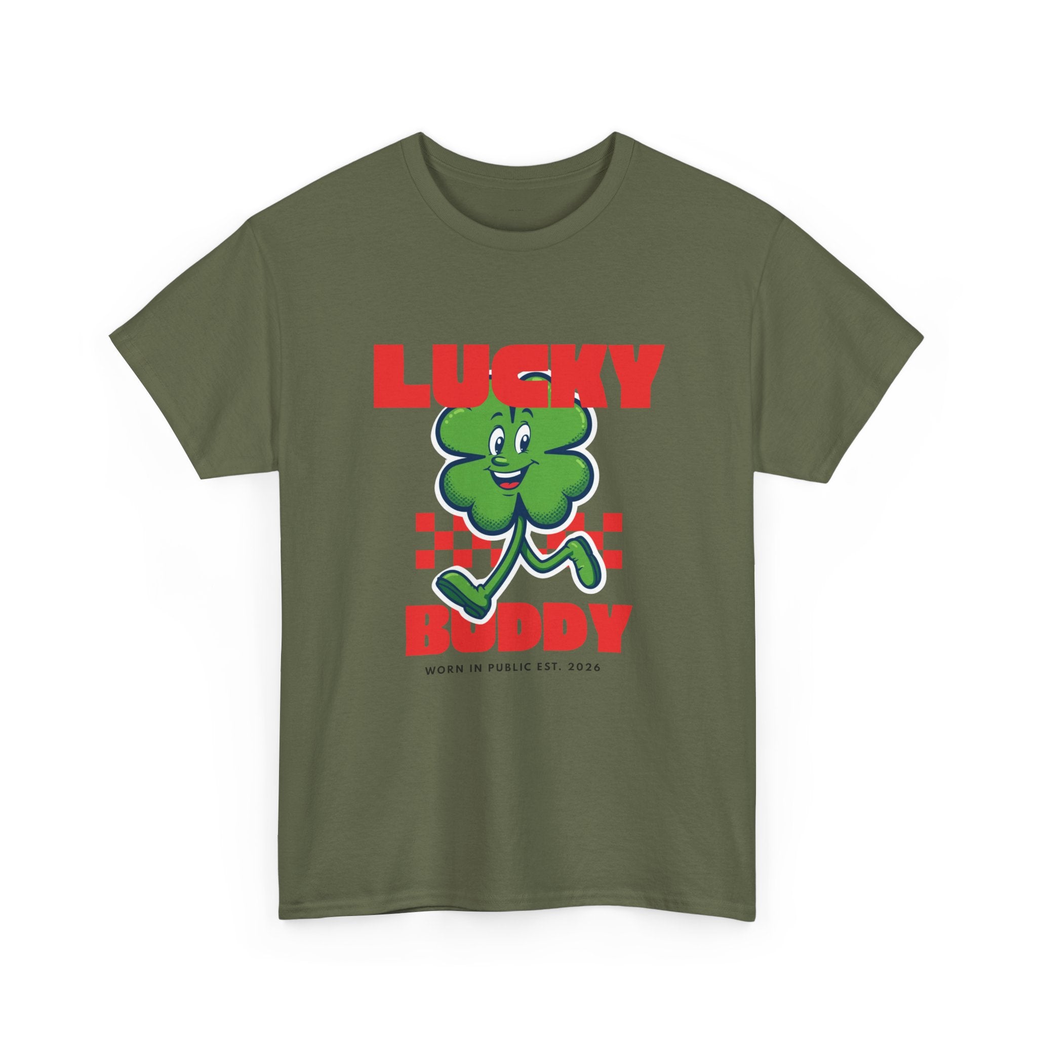 Lucky Buddy Clover T-Shirt | Retro Checker St. Patrick's Day Graphic Tee