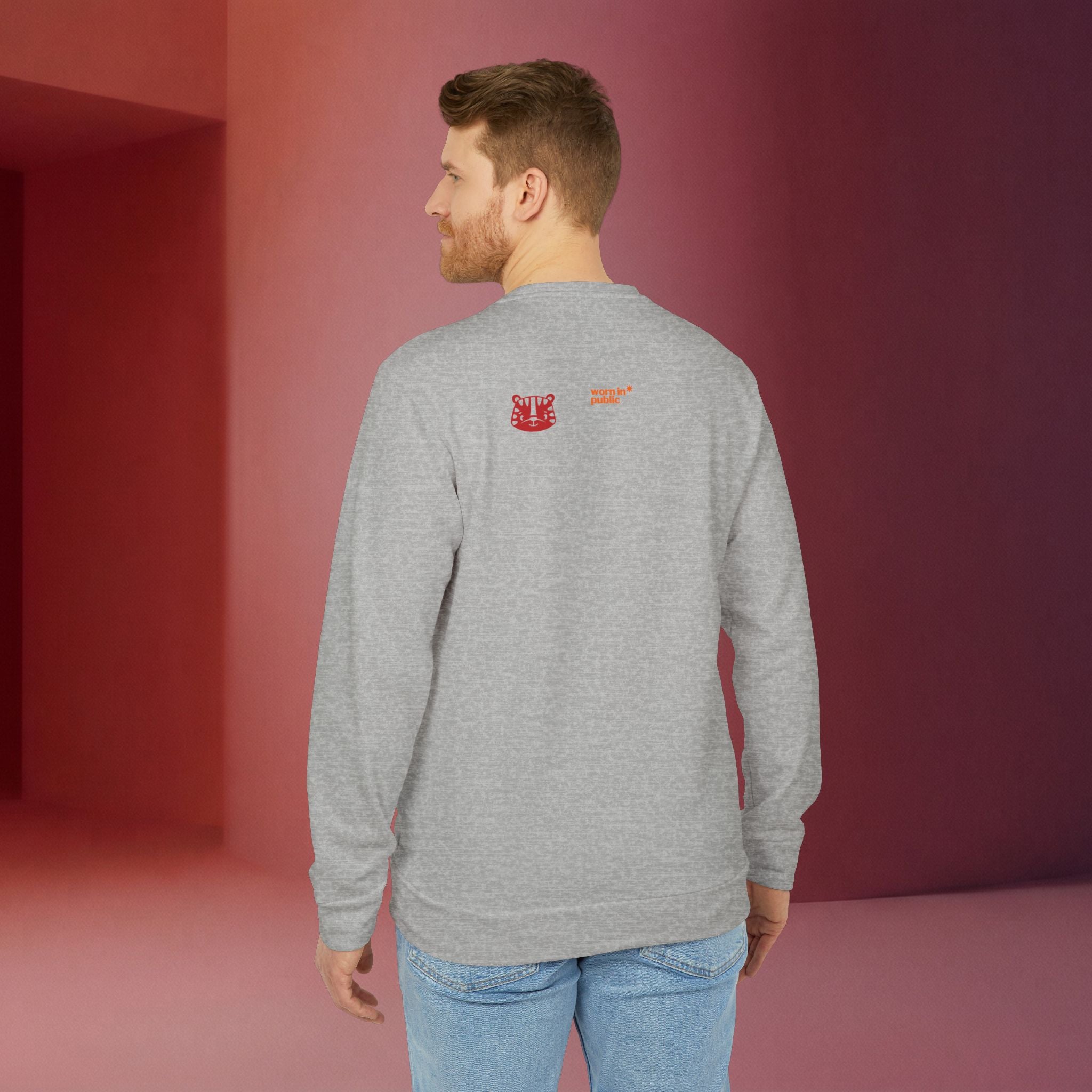 For a Wolf Crewneck Sweatshirt | Red Graphic Fleece Pullover