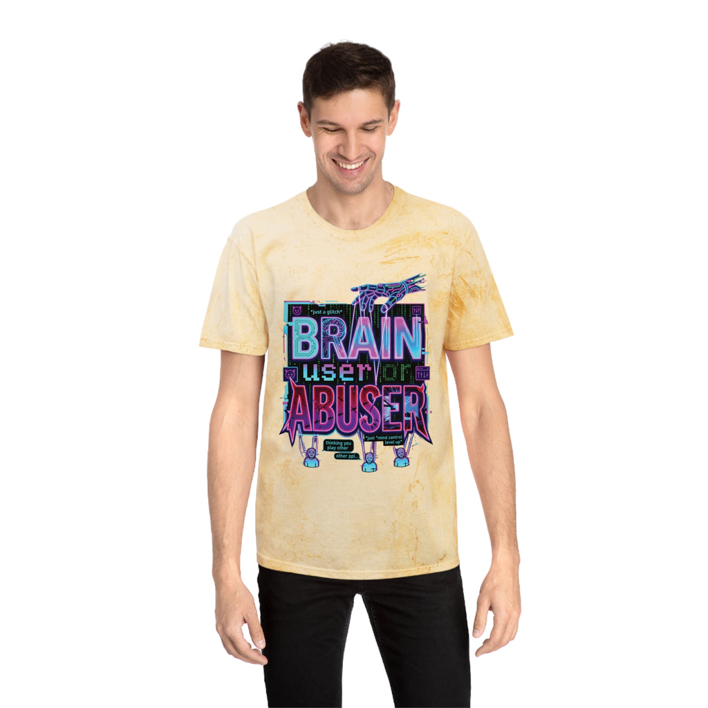 Brain User or Abuser GEN Z Premium Washed Graphic Tee — Retro Vaporwave 'Use Your Brain' Tie-Dye Shirt