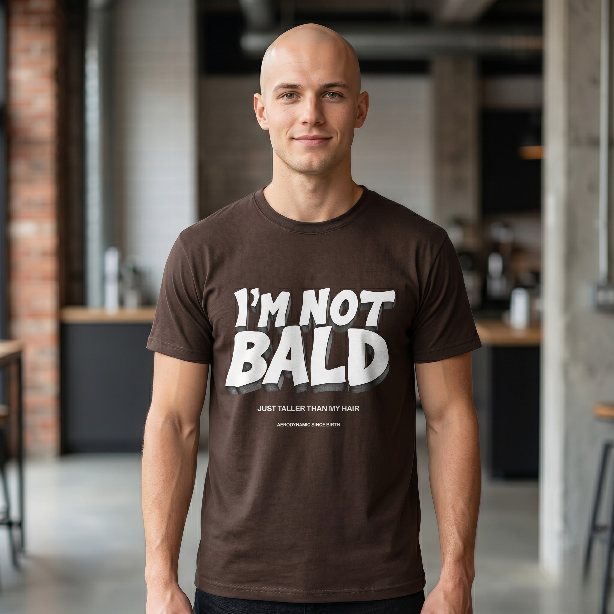 I'm Not Bald, I'm Aerodynamic T-Shirt | Funny Bald Guy Humor Tee for Men