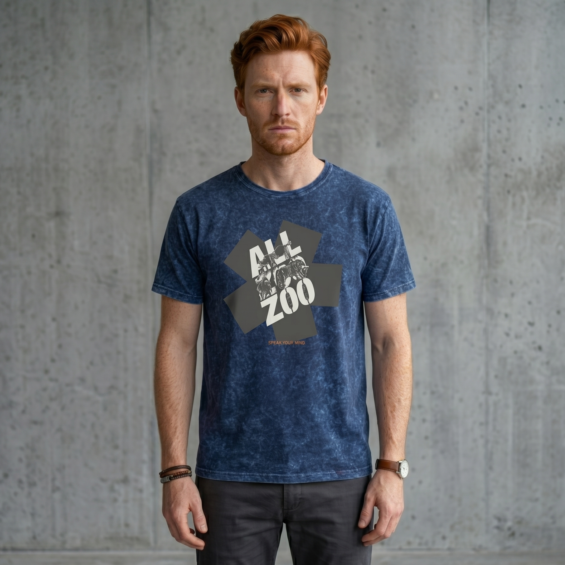 All Zoo Graphic Premium Mineral Wash T-Shirt | Vintage Washed Animal Graphic Tee