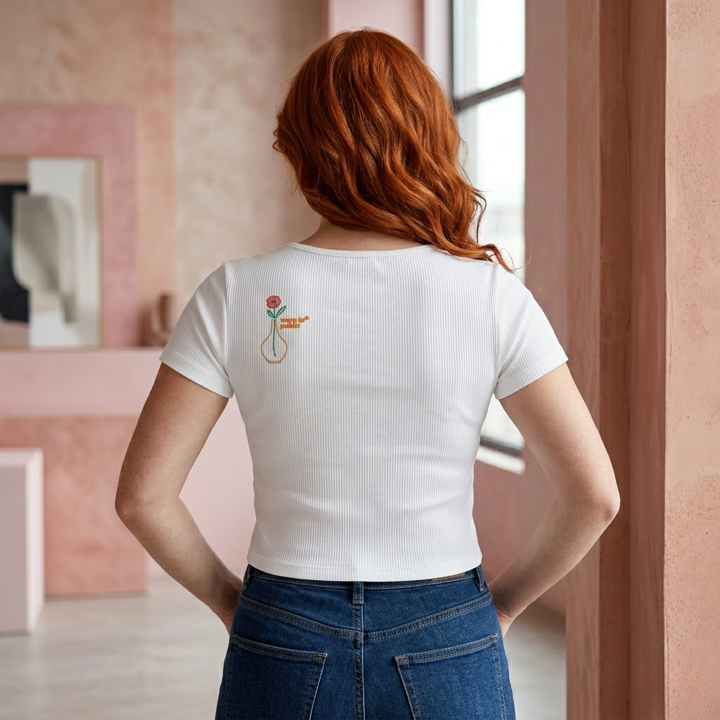 Bloom Anyway ORGANIC Women's Rib Baby Tee | Floral Botanical Graphic Top